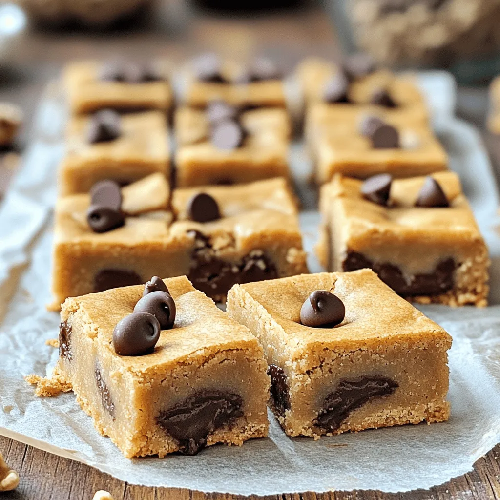 - 1 cup tahini - 3/4 cup brown sugar - 1/2 cup granulated sugar - 1/3 cup maple syrup - 1 teaspoon vanilla extract Tahini is the star of this recipe. It adds creaminess and a nutty taste. I love using both brown and granulated sugars. They give the bars a rich sweetness. Maple syrup adds a hint of depth. The vanilla extract rounds out the flavors perfectly. - 2 cups all-purpose flour - 1 teaspoon baking soda - 1/2 teaspoon salt All-purpose flour is key for structure. Baking soda helps the bars rise and become soft. Salt enhances all the sweet flavors. Together, they make a balanced base for our bars. - 1 cup semi-sweet chocolate chips - 1/2 cup chopped nuts (optional, such as walnuts or pecans) Chocolate chips add sweetness and texture. I recommend semi-sweet for a perfect balance. Chopped nuts are optional, but they add a nice crunch. Walnuts or pecans work well, adding a rich flavor that's hard to resist. - First, preheat your oven to 350°F (175°C). - Next, take a 9x13 inch baking pan and line it with parchment paper. Leave some overhang. This helps with easy removal later. - In a mixing bowl, combine 1 cup of tahini with 3/4 cup of brown sugar and 1/2 cup of granulated sugar. - Add in 1/3 cup of maple syrup and 1 teaspoon of vanilla extract. Mix well until smooth and creamy. - In another bowl, whisk together 2 cups of all-purpose flour, 1 teaspoon of baking soda, and 1/2 teaspoon of salt. - Gradually fold the dry mixture into the wet mixture. Stir until just combined. - Now, mix in 1 cup of semi-sweet chocolate chips. - If you want more texture, add 1/2 cup of chopped nuts, like walnuts or pecans. - Pour the dough into the prepared baking pan and spread it evenly. - Bake for 20-25 minutes. Check for doneness by using a toothpick. It should come out clean or with a few crumbs. - Let the bars cool in the pan for about 10 minutes. - Lift the parchment paper to remove the bars from the pan. Transfer them to a wire rack to cool completely. - Once cooled, cut into squares or bars and enjoy! To get the best texture, start with room temperature ingredients. Cold tahini can make the dough thick. Mix the wet ingredients well until smooth. Then gently add the dry mix. Avoid overmixing; it can make the bars tough. You can change the sugar amounts to fit your taste. If you want less sweetness, cut back on both sugars slightly. For a healthier option, try using coconut sugar or a sugar substitute like stevia. Both work well and still taste great! Let the bars cool in the pan for about 10 minutes. This helps them set. For cutting, use a sharp knife and make clean cuts. Wipe the knife after each cut to keep the edges nice. This way, you’ll have neat squares! {{image_2}} You can make these tahini chocolate chip cookie bars even tastier. Try adding spices like cinnamon or a sprinkle of sea salt. Cinnamon adds warmth and depth, and sea salt brings out the sweetness. You can also swap chocolate types. Choose dark, milk, or white chocolate. Each choice gives a unique flavor and texture. If you need a nut-free treat, worry not! You can use seeds instead of nuts. Sunflower or pumpkin seeds work great. They add crunch without the nut allergy risk. Make sure to adjust the recipe for nut allergies. Always check your ingredients to ensure they are safe. Want to make these bars vegan? Substitute with plant-based ingredients like flax eggs or applesauce. You can also use gluten-free flour for a gluten-free version. Almond flour or oat flour are good options. Check the packaging to ensure they are gluten-free. These simple swaps keep the flavors delicious and help everyone enjoy a treat! Store your Tahini Chocolate Chip Cookie Bars in an airtight container. This keeps them fresh. You can use a glass or plastic container. They stay good in the fridge for up to one week. To freeze your cookie bars, cut them into squares first. Wrap each piece in plastic wrap. Then, place them in a freezer-safe bag. They can last for up to three months. When you want to eat them, take out the bars and let them thaw in the fridge overnight. This helps keep them soft and tasty. To reheat the cookie bars, preheat your oven to 350°F (175°C). Place the bars on a baking sheet. Heat them for about 5-10 minutes. You can also use a microwave. Heat them for 15-20 seconds for a warm treat. This keeps the texture and flavor just right, making them taste fresh again. You can swap tahini with almond butter or peanut butter. These options will change the flavor. The texture may also differ slightly. If you choose nut butters, make sure they are smooth and creamy for best results. The cookie bars are done when the edges turn golden brown. Use a toothpick to check the center. If it comes out clean or with a few crumbs, they are ready. This usually takes about 20 to 25 minutes. Tahini works great in dips like hummus. You can also use it in salad dressings for a nutty flavor. Try it in baked goods like brownies or pancakes for added creaminess. Tahini adds depth to many dishes. Yes! You can reduce the sugar by using less brown and granulated sugar. You may add oats to boost fiber. Using whole wheat flour instead of all-purpose flour can also add nutrients. Consider dark chocolate chips, as they have less sugar. Absolutely! You can prepare the dough a day ahead and store it in the fridge. Just cover it well with plastic wrap. Bake the bars fresh when you’re ready. This way, you get warm cookie bars with that fresh taste! This article explored how to make delicious tahini cookie bars. We covered essential ingredients, step-by-step baking instructions, and tips for the perfect texture. You learned about variations for different diets and storage options to keep your treats fresh. In conclusion, tahini cookie bars are flexible and fun to make. With the right tweaks, they fit any taste. Enjoy baking and sharing these tasty bars with family and friends!
