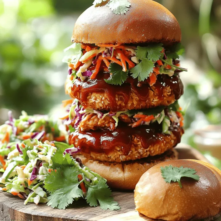 For the BBQ jackfruit sliders, you need: - 2 cans young green jackfruit in water or brine, drained and rinsed - 1 tablespoon olive oil - 1 small onion, finely chopped - 2 cloves garlic, minced - 1 cup BBQ sauce (homemade or store-bought) - 1 teaspoon smoked paprika - 1 teaspoon cumin - Salt and pepper to taste - 4 whole grain slider buns The jackfruit gives a great texture. It mimics pulled pork perfectly. The BBQ sauce adds the smoky, sweet flavor that ties it all together. For the slaw, gather these items: - 2 cups green cabbage, finely shredded - 1 cup red cabbage, finely shredded - 1 medium carrot, grated - 1/4 cup mayonnaise (or vegan alternative) - 1 tablespoon apple cider vinegar - 1 tablespoon maple syrup - Salt and pepper to taste This slaw brings crunch and freshness. The mix of cabbages adds color and taste. The dressing balances the dish with creaminess and tang. To elevate your sliders, consider these toppings: - Fresh herbs like cilantro or parsley - Pickles for extra crunch - Sliced jalapeños for heat These additions can enhance the sliders. They provide more flavor and make your dish look appealing. Enjoy experimenting with these options! To start, grab your pot and heat olive oil over medium heat. Add the finely chopped onion. Cook it for about five minutes until it turns clear. Next, toss in the minced garlic and cook for one more minute. You want to smell that garlic! Now, add the drained jackfruit. Use a fork to pull it apart, making it look like pulled pork. Pour in the BBQ sauce, smoked paprika, cumin, and season with salt and pepper. Mix it well. Lower the heat and let it simmer for 20 to 25 minutes. Stir it every now and then. The jackfruit needs to soak up those tasty flavors and get tender. While the jackfruit cooks, let’s whip up the slaw. Take a big bowl and combine the shredded green cabbage, red cabbage, and grated carrot. In a smaller bowl, mix together mayonnaise, apple cider vinegar, maple syrup, salt, and pepper. This dressing adds a nice touch! Pour the dressing over the cabbage mix and toss it well. Make sure every piece is coated. Now comes the fun part! Grab your whole grain slider buns. Take the bottom half of each bun and add a good scoop of BBQ jackfruit. Don’t be shy—make it generous! Next, add a scoop of slaw on top. Place the top half of the bun over it. If needed, use a toothpick to keep it all together. Repeat this process for the rest of the buns. Your sliders are now ready to impress! When picking jackfruit, choose young green jackfruit. Look for cans labeled "young" or "green." Avoid ripe jackfruit. The ripe ones are sweet and not good for savory dishes. Check for a firm texture when you open the can. Drain and rinse the jackfruit to remove any brine flavor. This helps it absorb the BBQ sauce better. To boost flavor, use a mix of spices. Smoked paprika adds a nice, smoky note. Cumin brings warmth and earthiness. Always taste as you cook. Add salt and pepper to enhance the dish. Let the jackfruit simmer low and slow. This allows it to soak up the BBQ sauce and spices fully. For an extra kick, try adding a splash of hot sauce to the BBQ mix. You can cook jackfruit in several ways. The stovetop method is quick and easy. Sauté the onion and garlic first, then add jackfruit. If you prefer, you can grill the jackfruit. This adds a nice char and depth to the flavor. Another option is to use a slow cooker. Cook it on low for several hours for super tender jackfruit. This method works great if you plan to serve a crowd. {{image_2}} You can use many kinds of BBQ sauce for these sliders. A tangy sauce can add a nice bite. A sweet sauce can balance the flavors well. Try a smoky BBQ sauce for extra depth. You can even make your own sauce at home. Just mix ketchup, vinegar, and spices for a quick blend. Experiment with flavors until you find your favorite. The slaw can change with different dressings. A yogurt-based dressing can make it creamy and light. You might also try a vinaigrette for a zesty twist. For a sweet touch, add some honey to the dressing. If you want a spicy kick, try adding chili flakes. Each dressing can change the whole taste of the dish. You can add more to your sliders for extra flair. Sliced jalapeños can bring some heat. Avocado can give it a rich creaminess. You might like to sprinkle some fresh herbs, like cilantro or parsley, on top. A slice of pickled onion can also add a nice crunch. Each addition brings a new flavor to enjoy. After your BBQ Jackfruit Sliders, you may have leftovers. To store the jackfruit, let it cool down first. Place it in an airtight container. This keeps the moisture in. Store it in the fridge for up to four days. If you want to keep it longer, freeze it. Use a freezer-safe bag or container. It can last for about three months in the freezer. When you’re ready, just thaw it in the fridge overnight. To keep your slaw fresh, store it in a separate container. Use an airtight container to avoid wilting. The slaw will stay fresh for about three days in the fridge. If you want to store it longer, do not mix in the dressing. Keep the dressing separate until you're ready to eat. This helps the slaw stay crisp and tasty. When you're ready to enjoy your leftover jackfruit, reheat it on the stove. Place it in a pan over medium heat. Stir occasionally until it's heated through. This usually takes about five to seven minutes. You can also microwave it. Just place it in a microwave-safe bowl and heat for one to two minutes. Stir halfway to make sure it heats evenly. If you are reheating slaw, enjoy it cold. If you prefer it warm, lightly toss it in a pan until heated. Yes, you can make BBQ jackfruit sliders ahead of time. Cook the jackfruit and slaw in advance. Store each in separate airtight containers. Keep them in the fridge for up to three days. When ready to serve, heat the jackfruit gently. Assemble the sliders just before eating for the best taste. Yes, jackfruit is a healthy meat substitute. It is low in calories and high in fiber. Jackfruit contains vitamins and minerals that support your health. It is also fat-free and cholesterol-free. This makes it a great option for vegans and vegetarians. Its texture resembles pulled pork, making it perfect for sliders. You can serve various sides with BBQ jackfruit sliders. Here are some ideas: - Sweet potato fries - Coleslaw - Corn on the cob - Grilled vegetables - Baked beans - Potato salad Each option adds flavor and balances the meal. You can also offer extra BBQ sauce on the side for dipping. In this blog post, we explored how to make delicious BBQ jackfruit sliders, starting with the key ingredients and preparing tasty slaw. I shared tips on choosing the right jackfruit and enhancing flavors. You learned about variations, storage, and common questions. Now, you have everything you need to try this fun recipe. Enjoy experimenting with flavors, and make it your own. BBQ jackfruit sliders can be a great addition to your meal rotation!