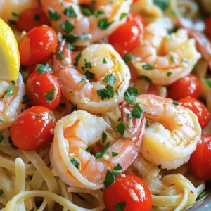 - 1 lb large shrimp, peeled and deveined - 6 tablespoons unsalted butter - 4 cloves garlic, minced - 1 teaspoon red pepper flakes (adjust to taste) - 1 lemon (zested and juiced) - 1 cup chicken or vegetable broth - 1 cup cherry tomatoes, halved - 8 oz linguine or spaghetti - Salt and pepper to taste - Fresh parsley, chopped for garnish The main ingredients are quite simple. Large shrimp bring a sweet taste and a nice texture. Butter adds a rich flavor that makes the dish shine. Garlic gives it a lovely aroma and depth. You can add red pepper flakes for some heat. Just a little bit can make a big difference. The lemon zest and juice brighten the dish with a fresh taste. For accompaniments, chicken or vegetable broth helps create a tasty sauce. Cherry tomatoes add sweetness and color. Linguine or spaghetti serves as the perfect base. Don’t forget salt and pepper to enhance flavors. Fresh parsley adds a pop of color and freshness as a garnish. With these ingredients, you create a simple yet flavorful meal that impresses. To start, cook 8 oz of linguine or spaghetti in a large pot. Use salted boiling water for the best flavor. Follow the package instructions for cooking time. Once cooked, drain the pasta but save some pasta water. This water helps thicken the sauce later. Next, take a large skillet and melt 4 tablespoons of unsalted butter over medium heat. Once the butter is melted, add 4 cloves of minced garlic. Sauté the garlic for about 1 minute. You want it fragrant, not browned. Then, stir in 1 teaspoon of red pepper flakes. This adds a nice kick. After 30 seconds, add 1 lb of peeled and deveined shrimp. Season with salt and pepper. Cook the shrimp until they turn pink and opaque. This takes about 2 to 3 minutes on each side. After cooking the shrimp, remove them from the skillet and set them aside. In the same skillet, pour in 1 cup of chicken or vegetable broth and the juice from 1 lemon. Bring this to a simmer and let it reduce by half. This should take about 5 minutes. Then, add 1 cup of halved cherry tomatoes. Cook them for another 2 to 3 minutes until they soften. Return the shrimp to the skillet. Add the zest of the lemon and the remaining 2 tablespoons of butter. Mix everything well. Finally, toss in the cooked pasta. If the sauce seems too thick, add a little reserved pasta water. Adjust the seasoning with more salt and pepper to taste. Serve hot, garnished with chopped fresh parsley for a fresh touch. - How to tell when shrimp are perfectly cooked Shrimp are done when they turn pink and opaque. This usually takes about 2-3 minutes per side. Overcooking makes them tough. Keep an eye on them! - The role of pasta water in sauce consistency Reserve some pasta water before draining. This starchy water helps thicken the sauce. Add a little at a time to get your desired sauce texture. - Adding herbs or spices for extra flavor Fresh herbs like parsley or basil can brighten the dish. You can also try adding a pinch of thyme or oregano. They add depth to the sauce. - Alternative ingredients for customization Swap shrimp for chicken or scallops if you like. You can also add vegetables like spinach or bell peppers for color and nutrition. - Best pairings for Garlic Butter Shrimp Scampi Serve this dish with a crisp white wine like Sauvignon Blanc. The wine’s acidity balances the rich butter sauce nicely. - Ideas for side dishes or salads Pair with a simple green salad or garlic bread. Both add freshness and texture to your meal. A side of steamed veggies also works well. {{image_2}} If you want a gluten-free meal, try using gluten-free pasta. Many brands make great options that taste delicious. You can also use zucchini noodles or spaghetti squash. These veggies add flavor and keep it light. If shrimp isn’t your thing, you can swap it for chicken or even tofu. Chicken cooks well with garlic and butter, just like shrimp. If you want a veggie option, use mushrooms or bell peppers. These add great texture and flavor to the dish. To spice things up, add more red pepper flakes. You can also toss in some diced jalapeños for a bold kick. For a smoky flavor, try adding smoked paprika. Adjust the heat to your taste for the perfect spicy dish. To store your cooked Garlic Butter Shrimp Scampi, cool it first. Use an airtight container to keep it fresh. Place the shrimp and pasta in the container together. This helps keep the flavors blended. Use it within 2-3 days for the best taste. Always label the container with the date. To reheat, use a skillet over medium-low heat. Add a splash of broth or water to keep it moist. Heat gently, stirring often. This way, the shrimp won’t overcook. Check if they are warm, not chewy. If you prefer, you can also microwave it. Just cover it lightly and heat in short bursts. Yes, you can freeze Garlic Butter Shrimp Scampi. However, the shrimp may change texture. To freeze, place the dish in a freezer-safe container. Leave space for expansion. Label it with the date and use it within 2 months. To thaw, move it to the fridge overnight. Reheat it slowly as mentioned above. Cooking Garlic Butter Shrimp Scampi takes about 25 minutes. Here’s the breakdown: - Prep time: 10 minutes - Cooking time: 15 minutes This quick meal is perfect for busy evenings or last-minute dinners. Yes, you can make Garlic Butter Shrimp Scampi ahead of time. Here are some tips: - Cook the linguine and shrimp but keep them separate. - Prepare the sauce and store it in the fridge. - When ready to serve, reheat the sauce and add the shrimp and pasta. This helps keep the shrimp tender and juicy. Garlic Butter Shrimp Scampi pairs well with these options: - Wine: A crisp white wine like Sauvignon Blanc works great. - Side dish: A simple green salad or garlic bread adds freshness. These choices enhance the meal and make it feel special. This blog post covers everything you need for Garlic Butter Shrimp Scampi. We looked at key ingredients, cooking steps, and helpful tips. You learned about flavor options and variations. Plus, I shared best practices for storage and reheating. Now, you have the tools to create a tasty dish. Make it your own with various swaps or spice levels. Enjoy your cooking and impress your guests with this simple and delicious recipe.