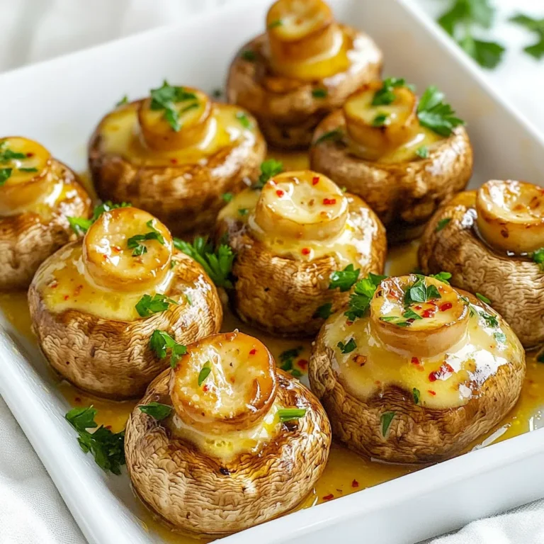 - 500g (about 1 lb) fresh button mushrooms - 4 tablespoons unsalted butter - 4 cloves garlic - 2 tablespoons fresh parsley - 1 tablespoon soy sauce - 1 teaspoon lemon juice - Salt and pepper - Optional: Red pepper flakes When I make Air Fryer Garlic Butter Mushrooms, I start with fresh button mushrooms. They are the perfect base for this dish. I use about 500 grams, which is roughly one pound. Cleaning them is easy; just rinse and trim the stems. Next, I melt four tablespoons of unsalted butter. The butter adds a rich flavor. I also mince four cloves of garlic. Garlic gives the mushrooms a savory taste that really shines. For added flavor, I mix in two tablespoons of fresh parsley. This brightens the dish. I also add one tablespoon of soy sauce for depth and one teaspoon of lemon juice for a bit of zing. Seasoning is key. I like to add salt and pepper to taste. If you want a little heat, a pinch of red pepper flakes works well. These ingredients combine to make a delicious garlic butter sauce that coats the mushrooms perfectly. 1. Clean and trim the mushrooms: Start by rinsing 500 grams of fresh button mushrooms under cool water. Use a damp cloth or paper towel to wipe them clean. Trim the stems to remove any tough parts. This helps the mushrooms absorb the garlic butter better. 2. Prepare the garlic butter mixture: In a mixing bowl, combine 4 tablespoons of melted unsalted butter, 4 minced garlic cloves, 1 tablespoon of soy sauce, and 1 teaspoon of lemon juice. Add salt and pepper to taste. If you like heat, include a pinch of red pepper flakes. Mix everything well until blended. 1. Preheat the air fryer: Set your air fryer to 370°F (190°C) and preheat for about 5 minutes. This helps the mushrooms cook evenly and quickly. 2. Arrange mushrooms in the air fryer basket: Take the cleaned mushrooms and toss them in the garlic butter mixture. Make sure each mushroom is well-coated. Place them in a single layer in the air fryer basket. Avoid overcrowding, as this can lead to uneven cooking. 1. Cook at 370°F (190°C) for 10-12 minutes: Slide the basket into the air fryer. Cook for 10 to 12 minutes. The mushrooms should be tender and golden brown. 2. Shaking the basket for even cooking: Halfway through cooking, gently shake the basket. This helps the mushrooms cook evenly on all sides. After cooking, remove them carefully and sprinkle with fresh parsley for a lovely touch. To cook mushrooms just right, follow these steps: - Don’t overcrowd the basket. This lets hot air flow, cooking them evenly. If your air fryer is small, cook in batches. This ensures each mushroom is tender and flavorful. - Adjust cooking time for different air fryer models. Each air fryer may cook a bit differently. Keep an eye on your mushrooms after the first 10 minutes. They should be golden and tender. Boost the taste of your mushrooms with these ideas: - Adding herbs or spices. Fresh thyme or rosemary can add a nice touch. Consider adding a pinch of garlic powder for an extra kick. - Experimenting with different types of mushrooms. While button mushrooms are great, try portobello or shiitake for varied flavors. Each type offers a unique texture and taste. To enjoy your garlic butter mushrooms at their best: - Best served hot. These mushrooms shine when they are fresh out of the air fryer. Their rich garlic butter flavor is most pronounced when warm. - Pairing ideas with other dishes. Serve them alongside grilled meats or as a topping for pasta. They also make a delightful addition to a salad or can be enjoyed on their own as a tasty snack. {{image_2}} You can change up the mushrooms for this dish. Portobello mushrooms are a great choice. Their meaty texture gives a hearty bite. Shiitake mushrooms are another option. They add a deep, earthy flavor. If you want a vegan version, use plant-based butter instead of regular butter. This keeps the dish tasty while meeting dietary needs. For those who avoid gluten, look for gluten-free soy sauce. Many brands offer this, so check your local store. Adding cheese can make your garlic butter mushrooms richer. Try parmesan or mozzarella for a creamy twist. You can also mix in herbs like thyme or basil. These herbs will enhance the overall taste and bring fresh notes to the dish. Store your cooked mushrooms in an airtight container. Place them in the fridge. They stay fresh for up to three days. Make sure they cool down before sealing. This helps prevent moisture build-up. To reheat, use a skillet on low heat. Add a little butter or oil to keep them moist. Stir gently until warmed through. You can also use a microwave. Heat in short bursts to avoid overcooking. This keeps the texture nice. You can freeze mushrooms if needed. First, cool them completely. Spread them on a baking sheet in a single layer. Freeze for about one hour. Once frozen, transfer them to a freezer bag. They can last for up to three months. When ready to use, thaw in the fridge overnight. Cook them straight from frozen for best results. To clean mushrooms, use a damp cloth or paper towel. Wipe each mushroom gently to remove dirt. Avoid soaking them in water. Mushrooms absorb water like a sponge. This can make them soggy. Trim the stems to remove any tough parts. This way, they cook evenly. Yes, you can skip the garlic. Try using onion powder or shallots for a different flavor. You can also add herbs like thyme or rosemary. These will give your dish a nice taste. Experiment with what you like best. Mushrooms are low in calories and high in nutrients. They are rich in vitamins like B and D. They also have minerals such as potassium and selenium. Eating mushrooms can boost your immune system. They may help with heart health too. Plus, they are a great source of antioxidants. You’ve learned how to make tasty air fryer mushrooms with simple steps. We covered the key ingredients, cooking methods, and tips for perfect results. Remember, you can switch types of mushrooms or flavors to match your taste. Whether you enjoy them as a side dish or in salads, these mushrooms add fun to meals. Try these ideas, and you’ll impress your friends and family with your cooking skills. Enjoy your delicious mushrooms!