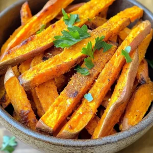 - 2 large sweet potatoes, peeled and cut into thin fries - 2 tablespoons olive oil - 1 teaspoon paprika - 1 teaspoon garlic powder - ½ teaspoon salt - ½ teaspoon black pepper - ¼ teaspoon cayenne pepper (optional for heat) - Fresh parsley, chopped (for garnish) To make crispy air fryer sweet potato fries, you need the right ingredients. Start with fresh sweet potatoes. They should be firm and free of blemishes. Next, you’ll need olive oil, which adds flavor and helps the fries crisp up. For seasoning, I suggest paprika and garlic powder. These add a nice depth of flavor. Salt and black pepper work well to enhance all the tastes. If you like a bit of heat, cayenne pepper is a great addition. Finally, fresh parsley adds a lovely touch when you serve the fries. The vibrant green color brightens up your dish and adds freshness. Gathering these ingredients will set you up for success in creating delicious, crispy fries. Start by peeling the sweet potatoes. I find a good vegetable peeler makes this easy. Next, cut the sweet potatoes into thin fries. Aim for about 1/4 inch thick. This size helps them cook evenly. If they are too thick, some may stay soft while others get crispy. In a large bowl, toss the sweet potato fries with olive oil. Use 2 tablespoons to coat them well. This helps the spices stick. In a small bowl, mix paprika, garlic powder, salt, black pepper, and cayenne pepper (if you like heat). Sprinkle this mix over the fries and toss until they are evenly coated. This step adds flavor to every bite. First, preheat your air fryer to 400°F (200°C) for about 5 minutes. This step is key for crispiness. Once ready, arrange the sweet potato fries in a single layer in the fryer basket. Make sure not to overcrowd them. You may need to cook in batches for the best results. Air fry the fries for 15 to 20 minutes. Shake the basket halfway through to ensure even cooking. Check them during the last few minutes for your desired crispiness. Once done, remove the fries and transfer them to a serving dish. Garnish with fresh chopped parsley for a touch of color and taste. Enjoy your tasty fries! To make the best crispy fries, cut your sweet potatoes evenly. Aim for pieces about 1/4 inch thick. This helps them cook at the same rate. If they are not even, some may burn while others stay soft. Shaking the basket during cooking is key. Halfway through cooking, take a moment to shake the basket. This action lets hot air reach all sides of the fries. It helps them crisp up nicely. You can add more flavor to your fries with different spices. Consider trying cumin or chili powder for a kick. A little cinnamon can also add a sweet twist. The options are endless, so feel free to experiment! Fresh herbs can brighten the dish. After cooking, sprinkle chopped parsley on top. It adds color and a fresh taste, making the fries even more appealing. You might also try cilantro or green onions for a different flair. {{image_2}} You can change the flavor of your sweet potato fries with different seasonings. For a sweet twist, try adding cinnamon and a drizzle of maple syrup. This pair makes a yummy dessert-style fry. For savory fries, stick with paprika, garlic powder, and a bit of cayenne for heat. The mix of spices creates a great taste. Feel free to experiment! Try adding cumin for a smoky flavor or chili powder for some kick. You can even mix in fresh herbs like rosemary or thyme for a fresh touch. The options are endless! If you don’t have an air fryer, you can bake sweet potato fries in the oven. Preheat your oven to 425°F (220°C). Spread the fries on a baking sheet in a single layer. Bake them for about 25-30 minutes, flipping halfway. They won’t be as crispy, but they’ll still taste great. You can also use a different fryer, like a convection oven or even a deep fryer. Each method gives a different texture, so try them out to find your favorite! To keep your sweet potato fries fresh, store them in the fridge. Place the fries in an airtight container. They will last about three days. This way, they stay tasty and safe to eat. If you want to keep them for longer, freezing is a good option. Spread the fries out on a baking sheet first. Freeze them for a few hours until solid. Then, transfer them to a freezer bag. This method prevents them from sticking together. When it’s time to eat your leftovers, reheating is key. For crispy fries, use the air fryer again. Set it to 350°F (175°C) and cook for about 5 to 7 minutes. This keeps the fries crunchy. If you don’t have an air fryer, you can use an oven. Preheat the oven to 400°F (200°C). Spread the fries on a baking sheet and bake for 10 minutes. Avoid using the microwave. It makes fries soggy and soft. The goal is to keep that crispy texture. Enjoy your tasty fries again! Yes, you can use skin-on sweet potatoes. Leaving the skin on adds extra fiber and nutrients. It also gives the fries a nice texture. The skin becomes crispy in the air fryer, which enhances the flavor. Plus, it saves time on prep! Just wash the sweet potatoes well before cutting. You can try other oils for different flavors. Canola oil works well and has a mild taste. Avocado oil is great for higher heat and adds healthy fats. Coconut oil gives a unique flavor that pairs nicely with sweet potatoes. Each oil changes the taste, so feel free to experiment! To keep your fries crispy, cut them thin. Thin fries cook better and get crispier. Toss them well in oil, but don’t overdo it. Make sure to space them out in the fryer basket. If they crowd each other, they will steam and get soft. Shake the basket halfway through cooking to keep them crispy! In this blog post, I covered how to make delicious sweet potato fries. I shared the key ingredients, from sweet potatoes to olive oil. You learned step-by-step instructions for preparation and cooking. I offered tips for making them crispy and flavorful. Lastly, we explored storage and reheat methods. With these tips, you can enjoy tasty fries anytime. Use fresh ideas to switch up flavors and textures. Happy cooking!