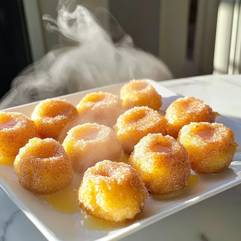 To make Baked Apple Cider Churro Bites, you'll need the following ingredients: - 1 cup apple cider - 1/3 cup unsweetened applesauce - 1/2 cup unsalted butter - 1 teaspoon vanilla extract - 1 cup all-purpose flour - 1 teaspoon baking powder - 1/2 teaspoon baking soda - 1/4 teaspoon salt - 1/4 teaspoon ground cinnamon - 2 large eggs - 1/2 cup granulated sugar (for coating) - 1 tablespoon ground cinnamon (for coating) If you need to make some changes, here are some easy swaps: - Use any other fruit puree instead of applesauce for moisture. - Swap unsalted butter with coconut oil for a dairy-free option. - Try whole wheat flour for a denser bite. - You can replace granulated sugar with coconut sugar for a healthier twist. Choosing the right apples and spices makes a big difference. Here are my tips: - For apples: Pick firm, sweet apples like Honeycrisp or Fuji. They add great flavor. - For spices: Use fresh ground cinnamon for the best taste. Check the date on the spice jar to ensure freshness. - For apple cider: Choose a pure, unfiltered cider for rich flavor. Avoid those with added sugars or preservatives. These small details help your churro bites taste amazing! To make Baked Apple Cider Churro Bites, start by gathering your ingredients. You need apple cider, applesauce, butter, vanilla extract, flour, baking powder, baking soda, salt, ground cinnamon, eggs, granulated sugar, and more cinnamon for coating. Preheat your oven to 350°F (175°C) and line a baking sheet with parchment paper. This helps the churro bites bake evenly and not stick. 1. Boil the apple cider in a medium saucepan over medium heat. Reduce it until you have about 1/2 cup, which takes about 10 to 15 minutes. This step makes the flavor strong and sweet. 2. In a large bowl, mix the reduced apple cider with applesauce, butter, and vanilla. Stir until everything blends well. 3. In another bowl, whisk together the flour, baking powder, baking soda, salt, and ground cinnamon. This mix adds structure to the churro bites. 4. Gradually add the dry mix to the wet mix. Stir gently until just combined for a soft dough. 5. In a separate bowl, beat the eggs and fold them into the dough. This step makes the churro bites light and fluffy. 6. Scoop about 1 tablespoon of dough and roll it into a ball. Place the balls on the baking sheet, leaving space between them. 7. Bake the churro bites for 15 to 18 minutes. Look for a light golden color and a firm touch. 8. While they bake, mix granulated sugar and ground cinnamon in a bowl. This will coat the bites after baking. 9. Once baked, let the churro bites cool for about 5 minutes. Then, roll each bite in the cinnamon-sugar mix. This adds a sweet, crunchy finish. If your churro bites do not rise, check the freshness of your baking powder and baking soda. Old leavening agents may not work well. If the dough is too sticky, add a little more flour until it is easy to handle. Make sure your oven is at the right temperature. An oven thermometer can help if you doubt its accuracy. If they brown too fast, lower the temperature and bake a little longer. To get the right texture for your churro bites, focus on mixing. You want to combine the wet and dry ingredients just enough. Overmixing can make them tough. When you fold in the eggs, do it gently. This keeps the air in, making your bites fluffy. Bake them until they are lightly golden. This helps them stay soft inside. After baking, let the churro bites cool for about five minutes. This makes them easier to handle. While they cool, mix sugar and cinnamon in a bowl. When ready, roll each bite in this mixture. Make sure to coat them fully. This gives them that classic churro flavor and a sweet crunch. For a lovely display, serve the churro bites on a big plate. You can stack them high for a fun look. Add a small bowl of caramel or chocolate sauce next to them for dipping. This not only adds flavor but also makes it inviting. You can even sprinkle a bit of extra cinnamon on top for color. Enjoy these bites warm for the best taste! {{image_2}} You can spice things up with different flavors. Instead of just cinnamon, try nutmeg or allspice. These spices add warmth and depth. You can also mix in some pumpkin spice for a fall twist. If you like a bit of heat, add a pinch of cayenne pepper. It gives a nice kick! To make these churro bites gluten-free, swap all-purpose flour for a gluten-free blend. Many blends work well, so pick one you enjoy. For a dairy-free option, use coconut oil or vegan butter instead of unsalted butter. Applesauce keeps the bites moist and tasty. You won't miss the dairy at all. Dipping sauces can make these churro bites even better. Try a caramel sauce for a sweet treat. A chocolate sauce adds a rich touch. If you want something tangy, serve them with a cream cheese dip. You can also dust them with more cinnamon-sugar before serving for extra sweetness. These tricks keep your dessert fun and exciting! To keep your baked apple cider churro bites fresh, place them in an airtight container. Make sure they cool completely before sealing. This will help prevent moisture build-up. Store them at room temperature for up to two days. If you want to keep them longer, refrigeration is a good option. Just remember, they may lose some of their softness. When you want to enjoy your churro bites again, reheating is easy. Preheat your oven to 350°F (175°C). Place the churro bites on a baking sheet. Heat them for about 5-7 minutes. This helps them regain their crispy texture. You can also use a microwave. Heat for about 10-15 seconds. However, the microwave may make them a bit soft, not crispy. Freezing is a great way to store your churro bites for a longer time. Once they cool, place them in a single layer on a baking sheet. Freeze for about one hour. This prevents them from sticking together. After that, transfer them to a freezer-safe bag or container. You can store them for up to three months. When you're ready to eat, bake them straight from the freezer. Just add a few extra minutes to the baking time. Enjoy your delicious treats whenever you want! Yes, you can make Baked Apple Cider Churro Bites ahead of time. Prepare the dough and roll it into balls. Then, store the balls in the fridge for up to 24 hours. When you're ready to bake, just pop them in the oven. This method saves time and gives you fresh bites when you want them. You can also freeze the rolled dough. Just thaw it in the fridge before baking. If you need a butter substitute, use coconut oil or vegetable oil. Both work well in this recipe. Use the same amount as you would butter. Coconut oil gives a slight flavor, while vegetable oil keeps it neutral. You can also try applesauce for a lighter option, but adjust the texture slightly. Each substitute will affect the taste a bit, but they all create tasty churro bites. You know the churro bites are done when they turn lightly golden. They should feel firm to the touch. Bake them for 15-18 minutes at 350°F. If you're unsure, insert a toothpick. If it comes out clean, they are ready. Let them cool for five minutes before rolling in cinnamon-sugar. This lets them set a bit and makes them easier to coat. In this blog post, we explored the key ingredients and cooking steps for delicious Baked Apple Cider Churro Bites. You learned about ingredient swaps, cooking tips, and how to get the texture just right. We also covered serving ideas and storage methods for leftovers. With this knowledge, you can create a tasty treat that impresses everyone. Try these tips and enjoy your homemade churro bites with friends and family.