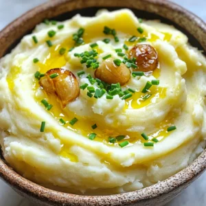 To make the best roasted garlic mashed potatoes, you need these simple ingredients: - 2 pounds Yukon Gold potatoes - 1 head of garlic - 1/2 cup unsalted butter - 1 cup whole milk (or heavy cream) - Salt and pepper to taste - Fresh chives for garnish - Olive oil for drizzling Yukon Gold potatoes are the star here. They have a creamy texture that makes for smooth mashed potatoes. The head of garlic adds a rich flavor. Roasting it brings out its sweetness, making it a key player in this dish. Butter adds a silky richness. You can use whole milk or heavy cream, based on how rich you want your potatoes. Salt and pepper will enhance all the flavors. Fresh chives bring a pop of color and a mild onion taste. Finally, a drizzle of olive oil adds a nice finish. Gather these ingredients before you start cooking. This will make the process smooth and fun. Each ingredient plays an important role in creating creamy comfort in every bite. - Preheat your oven to 400°F (200°C). This step gets the garlic ready for roasting. - Slice the top off the head of garlic. This reveals the soft cloves. Drizzle with olive oil and wrap in aluminum foil. Roast it in the oven for 30-35 minutes. The garlic will smell wonderful. - While the garlic roasts, peel and cube 2 pounds of Yukon Gold potatoes. This kind of potato gives a creamy texture. - Fill a large pot with salted water and bring it to a boil. - Once boiling, add the cubed potatoes. Cook them for about 15-20 minutes. You want them tender enough to mash easily. - Drain the potatoes well and return them to the pot. This keeps the mash warm. - Squeeze the roasted garlic cloves into the pot with the potatoes. Add 1/2 cup of softened butter and 1 cup of whole milk (or cream for a richer taste). - Use a potato masher to mash everything together. Keep mashing until you reach your desired creaminess. - Season the mashed potatoes with salt and pepper to taste. This brings out the flavors. - Transfer the creamy potatoes to a serving bowl. - Garnish with fresh chopped chives and a drizzle of olive oil. This adds a nice touch to your dish. - Use room temperature butter: Soft butter blends better. It melts quickly and mixes well. - Adjust milk for desired consistency: Start with a cup of milk. Add more if you like it creamier. - Tips for perfect roasting: Cut the top off the garlic head. This helps the cloves roast evenly. Drizzle with olive oil for extra flavor. Wrap it in foil to trap steam. - How to avoid burnt garlic: Roast at 400°F (200°C). Keeping an eye on it helps too. If it gets too dark, lower the heat. - Best tools for mashing: A potato masher is ideal. For ultra-smooth potatoes, use a ricer. - Recommended pots and pans: Use a large pot for boiling. A heavy-bottomed pan helps cook evenly. {{image_2}} You can change the taste of your roasted garlic mashed potatoes in fun ways. - Add herbs: Rosemary and thyme work well. They bring a lovely aroma. - Cheese options: Try adding Parmesan or cream cheese for a rich twist. These small changes can make a big difference in flavor. Each herb or cheese adds its own charm. If you have dietary needs, you can still enjoy this dish easily. - Vegan alternatives: Use plant-based butter and almond or oat milk. They work great and keep the creamy texture. - Gluten-free options: This recipe is naturally gluten-free. Just ensure your butter and milk are gluten-free as well. These swaps let everyone enjoy this comfort dish without worry. Roasted garlic mashed potatoes can pair well with many meals. - Pairing ideas: Serve them with meats like roasted chicken or beef. They also go well with vegetarian dishes like grilled vegetables. - Side dish ideas: Consider a fresh salad or sautéed greens to balance the meal. These suggestions will make your dinner feel special and complete. To store leftover roasted garlic mashed potatoes, let them cool first. Place them in an airtight container. You can keep them in the fridge. They should last about three to five days. When reheating mashed potatoes, use gentle heat. The best methods are the stove or microwave. If using the microwave, heat in short bursts. Stir often to keep them smooth. Add a splash of milk or cream to help with texture. This keeps them creamy. To freeze mashed potatoes, first cool them completely. Scoop them into freezer-safe bags. Flatten the bags to save space. They can last up to two months in the freezer. To reheat, thaw overnight in the fridge. Then warm on the stove or microwave. Add a little milk or butter to restore creaminess. Yukon Gold potatoes are my favorite for mashed potatoes. They have a creamy texture and a rich flavor. Russet potatoes are also good. They make light and fluffy mash but can be a bit drier. Yukon Gold potatoes balance creaminess and flavor well. Yes, you can prepare them in advance! Cook the potatoes and mash them. Store in the fridge for up to two days. Reheat gently on the stove or in the microwave. Add a splash of milk to keep them creamy. If your mashed potatoes are too runny, add more potatoes. You can also mix in instant potato flakes. Both options help absorb the extra liquid. For thicker mashed potatoes, use less milk next time. Aim for a perfect, creamy texture! In this article, we explored how to make the best roasted garlic mashed potatoes. We covered the key ingredients, step-by-step instructions, and tips for achieving creamy perfection. You learned about flavor variations, dietary substitutes, and how to store and reheat leftovers. Remember, mastering mashed potatoes is about using the right techniques and ingredients. Experiment with flavors and enjoy your delicious creations. Now you are ready to impress at your next meal!