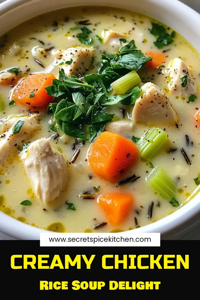 Warm up with this delicious creamy chicken and wild rice soup that's perfect for cozy nights! Made with fresh ingredients like tender chicken, wild rice, and vibrant spinach, this comforting dish is both hearty and satisfying. Follow our simple steps to create a bowl of goodness in less than an hour. Don't miss out on this delightful recipe; click through to explore and enjoy! #ChickenSoup #WildRice #ComfortFood #SoupSeason