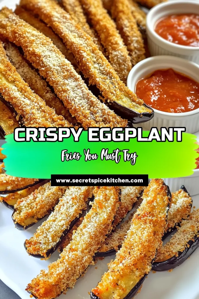 Discover the ultimate snack with these Crispy Parmesan Eggplant Fries, a delicious and healthy twist on your favorite fries! Made with fresh eggplant and coated in a crunchy Parmesan breadcrumb mix, these treats are baked to perfection. Perfect for appetizers or a guilt-free munchie moment. Click through for the full recipe and impress your family and friends! #CrispyFries #HealthySnacks #EggplantRecipes #ParmesanDelight