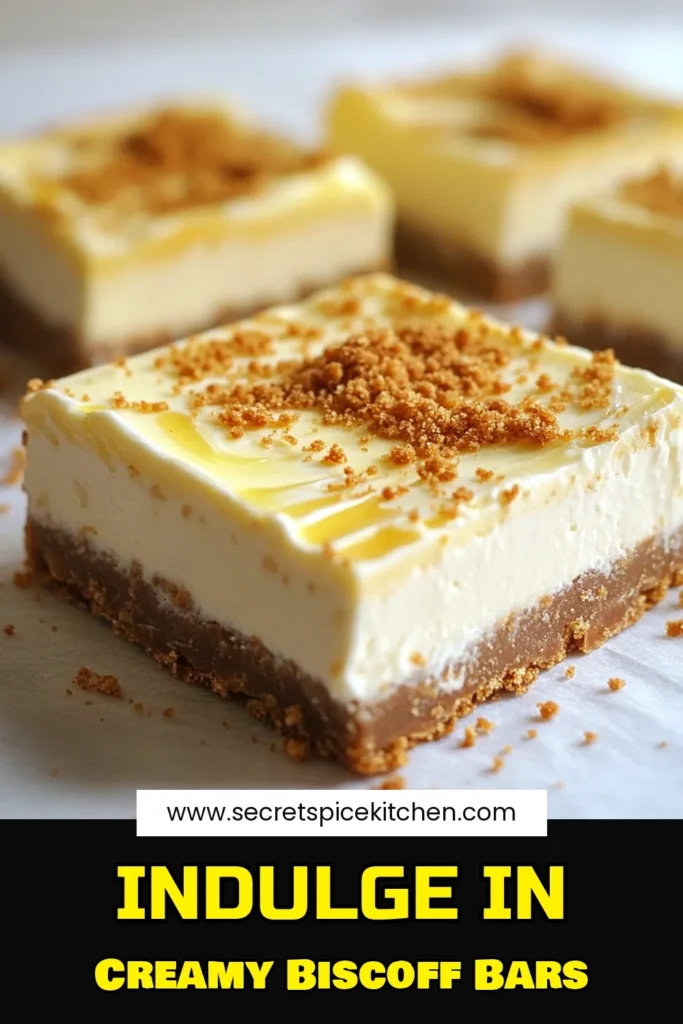 Indulge in the deliciousness of Biscoff Bliss No-Bake Cheesecake Bars! These creamy, dreamy bars come together with a simple crust and rich filling that will leave you craving more. Perfect for any occasion, this easy recipe is a must-try for dessert lovers. Ready to whip up a tasty treat? Click through for the full recipe and enjoy a slice of bliss today! #BiscoffCheesecake #NoBakeDessert #DessertRecipes #SweetTreats