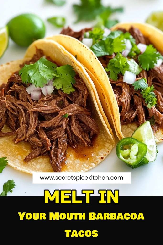 Savor the flavors of Slow Cooker Beef Barbacoa Tacos with this easy recipe! Perfect for busy nights, this dish features tender, shredded beef seasoned with bold spices and served in warm tortillas. Elevate your taco night with fresh cilantro and zesty lime. Click to explore the full recipe and make tonight's dinner unforgettable! #SlowCookerRecipes #BeefTacos #TacoNight #DeliciousDinner