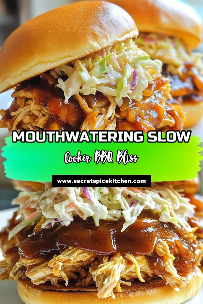 Indulge in the ultimate comfort food with these savory slow cooker BBQ chicken sandwiches! Packed with flavor and effortless to prepare, this recipe combines tender chicken, zesty BBQ sauce, and a hint of smoky paprika. Perfect for meals ahead, it serves up to 8 delicious sandwiches. Click to explore this easy recipe and treat your taste buds today! #SlowCookerRecipes #BBQSandwiches #ComfortFood #EasyDinnerIdeas