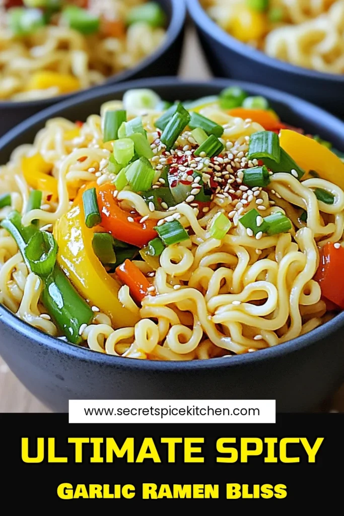 Savor the bold flavors of Spicy Garlic Ramen Noodles with this easy recipe! In just 20 minutes, whip up a delicious dish using simple ingredients like soy sauce, garlic, and mixed veggies. Perfect for a weeknight dinner or a cozy lunch, this recipe delivers a satisfying kick that will leave you wanting more. Don’t miss out on this quick and tasty meal—click to explore the full recipe now! #RamenRecipe #GarlicNoodles #SpicyFood #QuickMeals