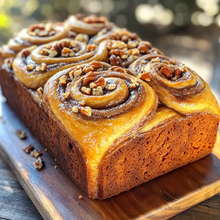 To make Cinnamon Pecan Swirl Bread, you need a few key ingredients. Here’s what you will need: - 4 cups all-purpose flour - 1 packet (2 ¼ tsp) active dry yeast - ½ cup warm milk (110°F) - ½ cup granulated sugar - 2 large eggs, room temperature - ¼ cup unsalted butter, melted - 1 tsp vanilla extract - 1 tsp salt - 1 tablespoon ground cinnamon - 1 cup pecans, chopped - ⅓ cup brown sugar Each ingredient plays a big role in creating rich flavor. The all-purpose flour gives structure, while active dry yeast helps the bread rise. Warm milk activates the yeast. Granulated sugar adds sweetness, and eggs provide richness. Unsalted butter brings moisture and flavor. Vanilla extract enhances the taste. Salt balances sweetness. Ground cinnamon gives that warm spice, and chopped pecans add crunch and nuttiness. Lastly, brown sugar adds depth to the filling. Gather these ingredients before you start. This makes the process smooth and fun. Enjoy the journey of baking this delightful bread! First, you need to dissolve the yeast in warm milk. Use a small bowl and let it sit for about 5 minutes. You want it to look frothy. Next, grab a large bowl. Combine the flour, granulated sugar, and salt. Make a small well in the center. Pour in the yeast mix, melted butter, eggs, and vanilla extract. Mix this all together until a shaggy dough forms. Now it's time to knead. Turn the dough out onto a floured surface. Use your hands to push and fold the dough for about 8 to 10 minutes. You want it smooth and elastic. This texture is important for the final bread. Place it in a greased bowl and cover it with a kitchen towel. Let it rise in a warm spot for about an hour or until it doubles in size. While the dough rises, let's make the filling. In a small bowl, mix the brown sugar, ground cinnamon, and chopped pecans. This mix will give your bread that sweet, nutty flavor. Make sure everything is well combined. Once the dough has risen, punch it down to release the air. Roll it out into a rectangle, about 14 by 24 inches. This size gives you enough space to spread the filling. Evenly spread the filling mixture over the dough, leaving a small border around the edges. Now, it's time to create the swirl. Starting from one long edge, tightly roll the dough into a log. Pinch the seams to seal it well. Place the log seam side down in a greased baking dish. You can shape it into a wreath by pushing the ends together or keep it in a loaf pan for a classic shape. Cover the dough with a towel and let it rise again for about 30 minutes. It should look puffed up. While it rises, preheat your oven to 350°F (175°C). Bake the bread for 25 to 30 minutes until it is golden brown on top. If it browns too quickly, cover it loosely with aluminum foil. This will help it bake evenly. To knead your dough well, start with a clean, floured surface. Place the dough in the center. Use the heel of your hand to push the dough away from you. Fold it over and repeat. You’ll know the dough is ready when it feels smooth and elastic. It should spring back when you poke it. This usually takes about 8-10 minutes. Rising times and temperatures are key for fluffy bread. After kneading, let the dough rise in a warm spot. Cover it with a towel to keep it warm and moist. This first rise should take about 1 hour. After shaping, let it rise again for about 30 minutes. The dough should look puffed and almost double in size. A good rise means a light, airy bread. Want to spice up your bread? Try adding other fillings! You can mix in chocolate chips or dried fruit for a sweet twist. A sprinkle of nutmeg or allspice can also enhance the flavor. For toppings, consider a drizzle of honey or a simple glaze. These little extras make your cinnamon pecan swirl bread even more delightful! {{image_2}} You can make nut-free cinnamon swirl bread by swapping the pecans. Try using sunflowers seeds or pumpkin seeds. They give a nice crunch without the nuts. You can also skip the nuts entirely for a smoother texture. A glaze adds sweetness to your cinnamon pecan swirl bread. To make a simple glaze, mix 1 cup of powdered sugar with 2 tablespoons of milk. Stir until smooth and drizzle it over the warm bread. You can add a splash of vanilla for extra flavor. To make whole wheat cinnamon pecan swirl bread, change some of the flour. Use 2 cups of whole wheat flour and 2 cups of all-purpose flour. This keeps the bread soft while adding more fiber. You may need a bit more milk for the dough, so add it slowly until it's the right texture. To keep your cinnamon pecan swirl bread fresh, wrap it well. Use plastic wrap or foil to cover it. Store it at room temperature for the best taste. Avoid putting it in the fridge, as that can dry it out. If you want it to last longer, consider freezing it. To freeze your bread, let it cool completely first. Then, wrap it tightly in plastic wrap. Place the wrapped bread in a freezer bag. Squeeze out all the air before sealing. It can stay in the freezer for up to three months. When you want to eat it, thaw it on the counter. For a warm treat, you can reheat it in the oven at 350°F for about 10-15 minutes. At room temperature, this bread stays fresh for about three to four days. Make sure to keep it wrapped to avoid drying out. If you store it in a cool, dry place, it will keep its flavor longer. Enjoy your bread while it is soft and flavorful! Yes, you can use instant yeast. You do not need to dissolve it. Just mix it with the dry ingredients. The dough may rise faster, so watch it closely during the first rise. You can use walnuts, almonds, or hazelnuts. Each nut gives a unique taste. If you want a nut-free option, try using sunflower seeds or pumpkin seeds. Look for a golden brown top. The bread should sound hollow when tapped on the bottom. A food thermometer can help too. The inside should reach 190°F. Yes, you can make the dough ahead. After kneading, place it in the fridge. It can stay there for up to 24 hours. Let it come to room temperature before shaping. One slice has about 200 calories. It contains 6 grams of fat, 30 grams of carbs, and 4 grams of protein. This can vary based on specific ingredients and portion sizes used. You learned how to make delicious Cinnamon Pecan Swirl Bread, from ingredients to storage tips. We covered each step, like preparing the dough and shaping the bread. You also got some great ideas for variations, like nut-free and glazed options. Enjoy your fresh, homemade bread with loved ones. Use these tips to impress everyone with your baking skills! Baking can bring joy, so don’t hesitate to try new flavors and methods. Your kitchen is now ready for some sweet success!