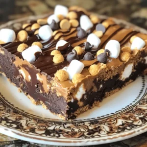 To make the best Peanut Butter S’mores Bars, gather these simple ingredients: - 1 cup graham cracker crumbs - 1/2 cup all-purpose flour - 1/2 cup unsweetened cocoa powder - 1 teaspoon baking powder - 1/2 teaspoon salt - 1/2 cup unsalted butter, melted - 1 cup creamy peanut butter - 3/4 cup brown sugar, packed - 1/4 cup granulated sugar - 1 teaspoon vanilla extract - 1 large egg - 1 cup mini marshmallows - 1/2 cup chocolate chips (dark or milk chocolate) - Extra graham cracker crumbs for topping These ingredients blend to create a rich, gooey treat. You’ll love how they come together. The graham cracker crumbs add a sweet crunch. The cocoa powder brings in deep chocolate notes. Creamy peanut butter makes everything smooth and rich. Using mini marshmallows gives that classic s’mores feel. The chocolate chips add extra sweetness and meltiness. When you bake these bars, the flavors mix beautifully. Each bite will remind you of cozy campfire nights. First, set your oven to 350°F (175°C). This helps the bars bake evenly. Grease an 8x8-inch baking dish. You can also line it with parchment paper. This makes it easy to lift out the bars later. In a medium bowl, combine the dry items. Add 1 cup of graham cracker crumbs, 1/2 cup of all-purpose flour, and 1/2 cup of unsweetened cocoa powder. Next, mix in 1 teaspoon of baking powder and 1/2 teaspoon of salt. Stir well and put it aside. In another large bowl, melt 1/2 cup of unsalted butter. Whisk in 1 cup of creamy peanut butter. Then, add 3/4 cup of packed brown sugar and 1/4 cup of granulated sugar. Mix in 1 teaspoon of vanilla extract until the mixture is smooth. Now, crack in 1 large egg. Mix until fully blended. Gradually fold the dry mix into the wet mix. Stir gently until combined. The batter will be thick, which is just right. Next, fold in 1 cup of mini marshmallows and 1/2 cup of chocolate chips. Save some chocolate chips for later. Stir until everything is mixed well. Spread the batter evenly into your prepared dish. Sprinkle the saved chocolate chips and extra graham cracker crumbs on top. Bake in the oven for 25-30 minutes. A toothpick inserted in the center should come out mostly clean. Once baked, let the bars cool in the pan for at least 15 minutes. Use the parchment paper to lift them out. Cut into squares and serve. They taste great warm or at room temperature. For a fun twist, drizzle melted chocolate on top or add crushed graham crackers. Enjoy with a cold glass of milk! To get the best texture, use creamy peanut butter. It blends smoothly and keeps the bars moist. Make sure to mix the dry and wet ingredients well, but don't overmix. Overmixing can make the bars tough. The batter should be thick, which helps hold everything together. You can tell the bars are done when they look set. Insert a toothpick in the center. If it comes out with a few moist crumbs, they are ready. If it’s wet with batter, they need more time. Bake for 25 to 30 minutes for the perfect chewy bars. These bars taste best warm. Serve them on a decorative plate for a fun touch. You can drizzle melted chocolate on top for extra sweetness. A sprinkle of crushed graham crackers adds a nice crunch. Pair them with a glass of cold milk for a tasty treat. You can get creative with toppings! Try adding mini chocolate chips or extra marshmallows on top before baking. For a twist, add a pinch of sea salt. A scoop of vanilla ice cream on the side makes it even better. Each bite will be an irresistible treat! {{image_2}} You can make these bars gluten-free. Just swap the all-purpose flour for a gluten-free blend. Use a mix designed for baking. Make sure your graham crackers are also gluten-free. This way, everyone can enjoy them! To make these bars vegan, you need to make a few changes. First, use a plant-based butter instead of regular butter. Replace the egg with a flax egg. To make a flax egg, mix one tablespoon of ground flaxseed with three tablespoons of water. Let it sit for five minutes to thicken. Choose dairy-free chocolate chips, too. Your bars will still taste amazing! Feel free to get creative with mix-ins. Try adding chopped nuts like walnuts or pecans for crunch. You can also use dried fruit like cranberries or cherries for a sweet twist. Want extra chocolate? Add more chocolate chips or chunks. Each mix-in can give your Peanut Butter S’mores Bars a fun new flavor. Enjoy experimenting! To keep your Peanut Butter S’mores Bars fresh, store them in an airtight container. This helps maintain their chewy texture. Place a piece of parchment paper between layers to prevent sticking. Keep them at room temperature for up to five days. If your kitchen is warm, refrigerate them to avoid melting. Freezing these bars is a great option. Start by cooling them completely. Once cool, cut them into squares. Wrap each square in plastic wrap. Then, place them in a freezer bag. They can last up to three months in the freezer. When you crave a sweet treat, just thaw a piece at room temperature. For a warm treat, reheat your bars in the oven. Preheat the oven to 350°F (175°C). Place the bars on a baking sheet. Cover them with foil to keep them soft. Heat for about 10 minutes. You can also use a microwave. Heat one square for 15 to 20 seconds. Enjoy the gooey marshmallows and melted chocolate! Yes, you can use crunchy peanut butter. It will give your bars a nice texture. The bits of peanuts add some fun crunch. Just make sure you measure the same amount. These bars can last up to five days at room temperature. Store them in an airtight container. For longer storage, keep them in the fridge for up to a week. You can use crushed cookies like digestive biscuits or vanilla wafers. They will give a different flavor but still taste great. If you need a gluten-free option, try gluten-free graham crackers or almond flour. Absolutely! You can make them a day or two ahead. Just store them in an airtight container. They taste even better after resting for a while. These bars are not vegan or gluten-free as written. However, you can make them vegan with egg replacers. For gluten-free, use gluten-free flour and graham crackers. Always check labels for allergens. This blog shared a simple recipe for Peanut Butter S’mores Bars. We covered all the ingredients and each step. I offered tips for good texture and serving ideas. You learned about gluten-free and vegan options too. These bars are fun to make and perfect for sharing. Try different mix-ins for more flavor. Enjoy creating a delicious treat that your friends and family will love.
