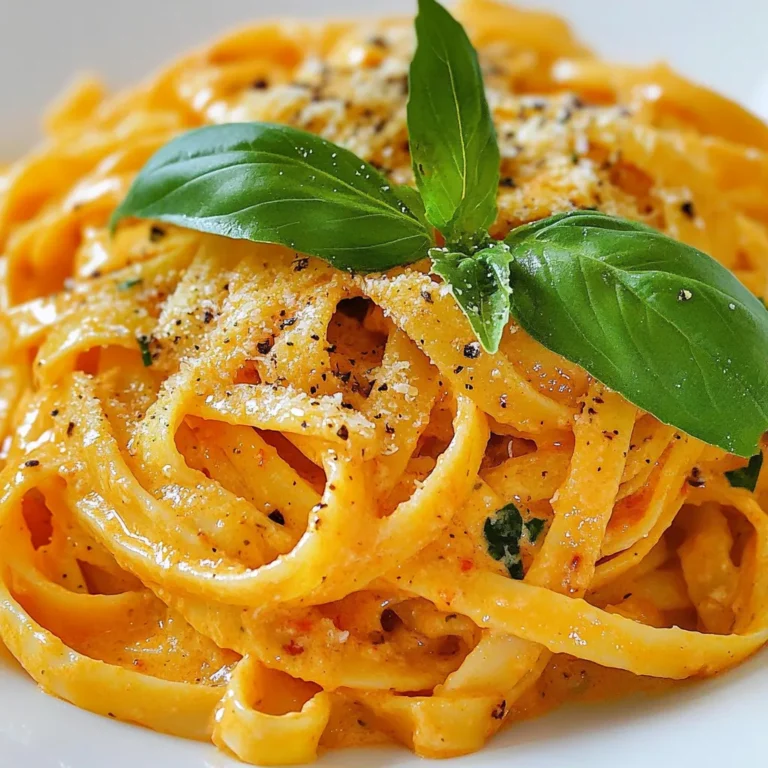 - 400g fettuccine or spaghetti - 200ml heavy cream (or coconut cream for a vegan option) - 4 cloves garlic, minced - 1 can (400g) diced tomatoes - 1 teaspoon sugar - 1 teaspoon dried basil - Salt and pepper to taste The main ingredients are key to the rich flavor of this dish. I love using fettuccine or spaghetti, as they hold the sauce well. Heavy cream gives it a nice, creamy texture. If you want a vegan option, coconut cream works beautifully, adding a subtle sweetness. - 50g grated Parmesan cheese - Fresh basil leaves for garnish Parmesan cheese adds depth to the flavor. It melts nicely into the sauce, making it extra delicious. Fresh basil gives a bright touch and looks great on the plate. You can skip these if you want a lighter dish. - 2 tablespoons olive oil - Salt and pepper Olive oil is perfect for sautéing garlic and adds richness to the sauce. Always season with salt and pepper to enhance the dish. Don't be shy with the salt, but taste as you go! These ingredients come together to create a dish that is both simple and packed with flavor. You can easily find them at your local store, making this recipe perfect for a quick weeknight meal. {{ingredient_image_1}} Start by filling a large pot with water and add a good amount of salt. You want it to taste like the sea. Bring the water to a rolling boil. Once boiling, add 400g of fettuccine or spaghetti. Cook according to the package instructions, usually around 8-10 minutes. Check for doneness by tasting a strand. It should be firm yet tender, known as al dente. After cooking, drain the pasta but keep a cup of the water for later. Garlic is the star of this dish. It gives a rich flavor that makes everything better. Heat 2 tablespoons of olive oil in a large skillet over medium heat. Add 4 cloves of minced garlic. Sauté for about 1 minute until fragrant. Watch closely to avoid burning it, as burnt garlic can taste bitter. If it starts to brown too fast, lower the heat. Next, add a can of diced tomatoes, including juices, to your skillet. Stir in 1 teaspoon of sugar to balance the acidity. Season with salt and pepper to taste. Let it simmer for 5-7 minutes. This helps the flavors mix well. Then, reduce the heat and pour in 200ml of heavy cream. You can also use coconut cream for a vegan option. Add 1 teaspoon of dried basil and stir well. Add your drained pasta to the creamy sauce. Toss gently to coat each strand. If the sauce seems too thick, slowly mix in some reserved pasta water until it reaches the desired creaminess. This step makes the dish delightful and smooth. If you want, you can stir in 50g of grated Parmesan cheese at this stage for extra flavor. To serve, divide the creamy garlic tomato pasta onto plates. Garnish with fresh basil leaves for a pop of color and flavor. You can also add a sprinkle of extra cheese if you like. Enjoy the beautiful presentation and the delicious taste! To enhance the creaminess of your creamy garlic tomato pasta, use heavy cream. If you want a lighter option, coconut cream works too. You can also add more cheese for a richer taste. For spice levels, start with a small pinch of crushed red pepper. Taste as you go to find the right heat for you. One common mistake is overcooking the pasta. Always cook it until al dente, so it has a slight bite. Another mistake is not simmering long enough after adding the tomatoes. This step is key for blending flavors. Let it simmer for at least 5 to 7 minutes to make sure everything tastes great. For garnishing, fresh basil leaves add a pop of color and flavor. You can also sprinkle some grated Parmesan on top for a nice touch. Serve the pasta in a shallow bowl for a lovely presentation. A drizzle of olive oil on top also adds a nice shine. Pro Tips Add Depth of Flavor: To enhance the flavors, try adding a splash of balsamic vinegar or a pinch of red pepper flakes for a bit of heat. Perfect Pasta Texture: Always cook your pasta to al dente, as it will continue to cook slightly when combined with the sauce. Make it Vegan: Substitute heavy cream with coconut cream or a cashew cream for a delicious vegan option without sacrificing creaminess. Fresh Herbs: For a burst of freshness, add chopped fresh basil or parsley right before serving instead of dried herbs. {{image_2}} You can make this dish vegan with a few easy swaps. Instead of heavy cream, use coconut cream. It gives a rich flavor without dairy. For cheese, skip the Parmesan or use a vegan version. You might want to add a bit of nutritional yeast for a cheesy taste. Make sure to taste as you go. Adjust the salt and spices to keep the flavors bright and fresh. Adding protein makes this dish heartier. You can use chicken, shrimp, or tofu. For chicken, cut it into bite-sized pieces. Sauté it in olive oil until golden and cooked through. For shrimp, cook until pink and opaque. If using tofu, press it first, then pan-fry until crispy. After cooking your protein, mix it into the creamy sauce before adding the pasta. Adding veggies makes the dish colorful and healthy. Good choices include spinach, zucchini, or bell peppers. For spinach, toss it in during the last minute of cooking. Zucchini should be sliced thin and sautéed for about 3-4 minutes. Bell peppers take about 5-7 minutes to cook until tender. Feel free to mix and match based on what you have on hand! To store leftovers, let the pasta cool first. Place it in an airtight container. This keeps the pasta fresh for up to three days. Make sure to seal it tightly to avoid any odors from your fridge. When you heat it up, I prefer the stovetop for the best taste. Just add a splash of water or cream in a pan. Stir it over low heat until warm. The microwave works too, but it can dry out the pasta. If you use the microwave, heat it in short bursts. Stir in between to keep it moist. Yes, you can freeze this dish! To freeze, let it cool completely. Then, transfer it to a freezer-safe container. It can last up to three months in the freezer. When you're ready to eat, thaw it in the fridge overnight. Then reheat it on the stovetop for the best flavor and texture. You can store Creamy Garlic Tomato Pasta in the fridge for about three days. Keep it in an airtight container to keep it fresh. When you reheat it, add a splash of water or broth. This will help restore its creamy texture. Yes, you can use any pasta you like! Fettuccine or spaghetti works well, but penne or rotini are great alternatives. Just remember to adjust the cooking time based on the pasta you choose. Absolutely! This recipe is great for meal prep. You can cook a big batch and portion it out for the week. Just store it in airtight containers. Reheat it when you are ready to eat. If you want a lighter option, you can use coconut cream instead of heavy cream. Other good substitutes include unsweetened almond milk or cashew cream. Just remember that these options may change the flavor a bit. This recipe is not spicy at all. If you like heat, you can add red pepper flakes or fresh chili. Start with a small amount and taste as you go. Adjust it based on your heat preference. We explored the steps to create a creamy garlic tomato pasta. You learned about key ingredients like pasta type, dairy options, and spices. I shared tips for cooking pasta perfectly and avoiding common mistakes. You also discovered variations, storage info, and answers to frequent questions. Remember, making it your own adds joy to cooking. Enjoy experimenting with flavors and ingredients. With practice, you'll create a dish that impresses every time. Happy cooking!