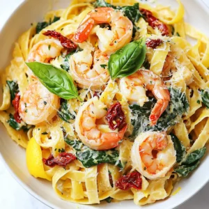 To make Marry Me Shrimp Pasta, you will need: - 8 oz fettuccine pasta - 1 lb large shrimp, peeled and deveined - 2 tablespoons olive oil - 4 cloves garlic, minced - 1 teaspoon red pepper flakes (adjust to taste) - 1 cup unsweetened coconut milk - 1/2 cup sun-dried tomatoes, chopped - 1/2 cup freshly grated Parmesan cheese - 1 cup fresh spinach - Zest of 1 lemon - Salt and pepper to taste - Fresh basil leaves for garnish These ingredients work together to create rich flavors. The fettuccine acts as a perfect base. The shrimp gives a sweet, ocean taste. Coconut milk adds creaminess without dairy. You can use either fresh or frozen shrimp. Fresh shrimp tastes great and offers a firm texture. Look for shrimp that smells clean and briny. Frozen shrimp is convenient and often just as good. It stays fresh longer. Just thaw it before cooking, and ensure it is peeled and deveined. For both types, medium to large shrimp work best for this dish. If you're missing an ingredient, don’t worry! Here are some swaps: - Pasta: Use any pasta like spaghetti or penne. - Shrimp: Substitute with chicken or tofu for a different protein. - Coconut milk: Almond or cashew milk can work but may change the flavor. - Parmesan: Nutritional yeast is a great vegan alternative. - Spinach: Kale or arugula can add a different taste. These options let you customize the dish based on what you have at home. {{ingredient_image_1}} Start by boiling water in a large pot. Add salt to the water. Next, cook the fettuccine pasta according to the package instructions. This usually takes around 8-10 minutes. Stir it occasionally to prevent sticking. When the pasta is al dente, drain it, but save about 1/2 cup of the pasta water. This water will help adjust the sauce later. In a large skillet, heat 2 tablespoons of olive oil over medium heat. Add 4 minced garlic cloves and 1 teaspoon of red pepper flakes. Sauté for about 30 seconds until the garlic smells good. Then, add the 1 pound of shrimp to the skillet. Cook the shrimp for 2-3 minutes on each side. They should be pink and opaque when done. Remove the shrimp and set them aside. In the same skillet, pour in 1 cup of unsweetened coconut milk. Bring it to a simmer. Next, add 1/2 cup of chopped sun-dried tomatoes. Let this cook for about 5 minutes until the sauce thickens slightly. Now, it’s time to bring everything together. Add the drained fettuccine to the skillet with the sauce. Toss the pasta to coat it well. If the sauce seems too thick, add some of the reserved pasta water until it feels just right. Stir in 1/2 cup of grated Parmesan cheese, 1 cup of fresh spinach, and the zest of 1 lemon. Mix everything until the spinach wilts. Finally, return the cooked shrimp to the skillet and season with salt and pepper. Toss everything together and heat it through. Serve immediately for a delightful meal. To cook shrimp just right, start with fresh or thawed shrimp. Heat your skillet first. Add olive oil and minced garlic. Cook the garlic for about 30 seconds. Then, add the shrimp. Cook them for 2-3 minutes on each side. They should turn pink and opaque. Avoid overcooking! Overcooked shrimp can become tough and rubbery. Remember, they cook quickly, so stay close to your pan. If you love spice, add more red pepper flakes. Start with one teaspoon, then taste. You can always add more, but you can’t take it away! If you prefer a milder dish, reduce the flakes or leave them out. For a different kick, try adding black pepper or even a splash of hot sauce. Taste as you go. This way, you get a dish that fits your taste buds perfectly. To boost the flavor of your dish, use fresh ingredients. Fresh spinach, sun-dried tomatoes, and lemon zest make a big difference. You can also add herbs like basil or parsley for a fresh touch. A squeeze of lemon juice right before serving brightens the dish. Finally, make sure to season well with salt and pepper. Taste at each step to adjust the seasoning. This will help you create a dish everyone loves! Pro Tips Perfectly Cooked Shrimp: Avoid overcooking the shrimp by removing them from the skillet as soon as they turn pink and opaque. They will continue to cook slightly after being removed from heat. Thick Sauce Tip: If your sauce becomes too thick, gradually add the reserved pasta water until you achieve the desired consistency. This will help maintain the creaminess of the dish. Fresh Ingredients: Use fresh spinach and high-quality sun-dried tomatoes for the best flavor. Fresh ingredients elevate the dish and make a noticeable difference. Garnish for Flavor: Always finish your dish with a squeeze of fresh lemon juice and a sprinkle of basil. This adds brightness and enhances the overall flavor profile. {{image_2}} You can swap out fettuccine for different pasta types. Try spaghetti, penne, or even gluten-free pasta. Each type gives a unique texture. Just cook it according to its package instructions. This keeps the dish easy and fun. To make this dish vegetarian, replace the shrimp with mushrooms or zucchini. They add great texture and taste. For a vegan twist, use tofu or chickpeas. Substitute coconut milk with a plant-based cream. This keeps the flavor rich and creamy without any animal products. You can change the sauce to fit your taste. Use Alfredo or a marinara sauce if you like. You can also add more veggies like bell peppers or asparagus. Adding capers or olives brings extra flavor and depth. Mix and match to create your perfect dish. Store any leftover Marry Me Shrimp Pasta in an airtight container. This keeps the pasta fresh. Place it in the fridge within two hours of cooking. It will last for up to three days. If the pasta sits out longer, it can spoil. To reheat the pasta, use a skillet or microwave. If using a skillet, add a splash of water. Heat over medium heat while stirring gently. If using a microwave, place it in a bowl with a lid. Heat in 30-second intervals, stirring in between. This helps it heat evenly. You can freeze Marry Me Shrimp Pasta for later. Place it in a freezer-safe container. Use parchment paper to separate layers if needed. It will last for up to three months. When ready to eat, thaw it in the fridge overnight. Reheat as mentioned above. You can serve Marry Me Shrimp Pasta with a simple side salad. A fresh green salad pairs well. Add a light vinaigrette for a nice touch. Garlic bread is another great option. It helps soak up the delicious sauce. You might also enjoy a glass of white wine. A crisp Sauvignon Blanc enhances the meal. Yes, you can prepare this dish ahead of time. Cook the pasta and shrimp, but don’t mix them yet. Store them separately in the fridge. When you are ready to eat, reheat the shrimp and mix it with the pasta and sauce. This method keeps everything fresh and tasty. Just be careful not to overcook the shrimp when reheating. Yes, canned coconut milk works well in this recipe. It adds a creamy texture and great flavor. Choose unsweetened coconut milk for the best results. You can find it in most grocery stores. Just pour it into your skillet as directed. This swap saves time and still gives you a rich sauce. You learned how to make Marry Me Shrimp Pasta with fresh ingredients, step-by-step instructions, and tips. You can explore fun variations like different pastas or sauces. Don't forget storage methods for leftovers and reheating. Cooking should be fun and easy. Now, you have the tools to impress your family and friends with this tasty dish. Enjoy creating meals that bring smiles and happy moments. Your kitchen is ready for adventure!