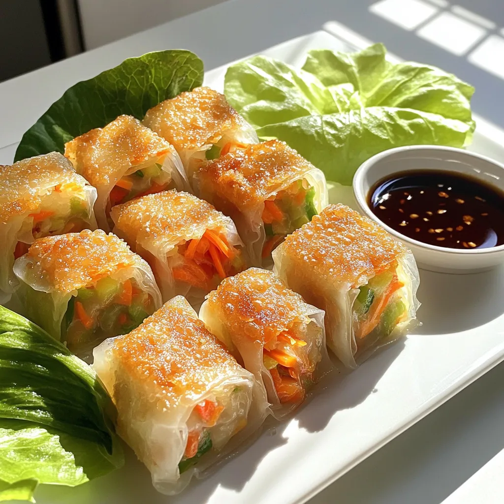 To make rice paper dumplings, you need these simple ingredients: - 10 rice paper wrappers - 1 cup cooked and shredded chicken (or tofu for a vegetarian option) - 1/2 cup shredded carrots - 1/2 cup finely chopped bell pepper (any color) - 1/4 cup chopped green onions - 1/4 cup fresh cilantro, chopped - 1 tablespoon soy sauce - 1 tablespoon sesame oil - 1 teaspoon minced garlic - Salt and pepper to taste - Lettuce leaves (for serving) - Dipping sauce (hoisin sauce or spicy peanut sauce) You can change the filling to fit your taste. Instead of chicken, use: - Shrimp for a seafood twist. - Tofu for a vegan option. - Ground pork for extra flavor. - Mushrooms for a hearty vegetarian choice. - Cooked quinoa for a healthy grain alternative. Feel free to mix and match these options. Just keep the main flavors strong. The right sauce makes dumplings even better. Here are some tasty options: - Hoisin sauce for a sweet touch. - Spicy peanut sauce for a kick. - Soy sauce mixed with chili flakes for heat. - Sweet chili sauce for a fruity balance. - Vinegar with soy sauce for a tangy dip. Try different sauces to find your favorite! First, gather your ingredients. You need cooked chicken or tofu, carrots, bell pepper, green onions, and cilantro. Add soy sauce, sesame oil, garlic, salt, and pepper to the mix. In a large bowl, combine the shredded chicken or tofu with the veggies. Mix until everything is well coated. This filling gives the dumplings a tasty flavor. Next, prepare your rice paper wrappers. Fill a shallow dish with warm water. Dip one wrapper into the water for about 10 to 15 seconds. It should feel soft and flexible. Carefully pull it out of the water. Place it flat on a clean surface. Do not let it sit too long, or it might tear. Now, it’s time to assemble the dumplings. Spoon about 2 tablespoons of filling onto the center of the wrapper. Fold the sides over the filling. Then roll the bottom up tightly. Repeat this with all the wrappers and filling. You can serve the dumplings fresh or cook them. To pan-fry, heat a non-stick pan over medium heat. Add a teaspoon of oil. Cook each dumpling for 2 to 3 minutes on each side. They should turn crispy and golden brown. Serve the dumplings with lettuce leaves and your favorite dipping sauce. This makes for a crunchy, tasty bite! When using rice paper, keep a few tips in mind: - Soak each wrapper in warm water for 10-15 seconds. - Make sure the water is not too hot; it can tear the paper. - Lay the soaked wrapper flat on a clean, dry surface. - Work quickly to prevent the wrappers from sticking together. - If you have trouble rolling, use a little extra filling to help form a tight dumpling. To achieve crispy dumplings, follow these steps: - Use a non-stick pan to prevent sticking. - Heat the pan over medium heat before adding oil. - Add just enough oil to coat the bottom of the pan. - Cook the dumplings for 2-3 minutes on each side until golden. - Avoid overcrowding the pan to ensure even cooking. - For extra crunch, add a splash of water to the pan and cover it briefly to steam. Presentation can elevate your dumplings. Here are some ideas: - Serve the dumplings on a large platter with lettuce leaves. - Allow guests to wrap dumplings in lettuce for a fresh bite. - Drizzle hoisin sauce or spicy peanut sauce over the top. - Garnish with chopped cilantro or sesame seeds for color. - Pair with a side of sliced veggies for a balanced meal. {{image_2}} You can easily make rice paper dumplings vegetarian or vegan. Use tofu instead of chicken. Tofu adds a nice texture. You can also add mushrooms for a hearty flavor. Try using more veggies like zucchini or broccoli. These options keep the dish healthy and tasty. Rice paper dumplings are very flexible. You can fill them with shrimp, crab, or fish for a seafood twist. If you love meat, try pork or beef. For a plant-based option, mix in black beans, corn, and spices. This gives you many choices for every taste. Dipping sauces can change the whole meal. Hoisin sauce is sweet and rich. It pairs well with any filling. For a spicy kick, use peanut sauce. Mix peanut butter, soy sauce, and a splash of lime. You can also try a soy sauce with ginger and sesame oil. Each sauce adds a new layer of flavor. To keep leftover dumplings fresh, place them in an airtight container. Make sure they cool down first. Layer parchment paper between dumplings to stop them from sticking. Store them in the fridge for up to three days. Freezing dumplings is easy and keeps them tasty. First, let cooked dumplings cool completely. Then, place them on a baking sheet in a single layer. Freeze for about one hour until firm. After that, transfer them to a freezer bag. They can last up to three months in the freezer. For best results, reheat dumplings in a non-stick pan. Heat a bit of oil on medium heat. Cook each side for three to four minutes until warm and crispy. You can also steam them if you want a softer texture. Steaming takes about five to seven minutes. Enjoy them with your favorite dipping sauce! Yes, you can make rice paper dumplings ahead of time. Prepare the dumplings and store them in the fridge. Place parchment paper between layers to prevent sticking. They can stay fresh for about one day. If you want to keep them longer, freeze them. Just remember to thaw before cooking. One big mistake is over-soaking the rice paper. Soak it just until it’s soft. If it gets too soft, it can tear. Another mistake is overfilling the dumplings. You want to avoid spilling the filling when you roll them. Lastly, not using enough oil when pan-frying can make them stick to the pan. You can find rice paper wrappers in most grocery stores. Look in the Asian or international foods aisle. Many local Asian markets carry them too. If you prefer online shopping, check websites like Amazon or specialty food sites. You learned how to make rice paper dumplings, from choosing ingredients to serving them. You can use chicken, tofu, or veggies for fillings and various sauces for flavor. I shared tips on perfecting the wrappers and making crispy dumplings. Remember to store extras properly and reheat them right. Feel free to experiment with different fillings and sauces. Enjoy the process and have fun making these tasty treats!