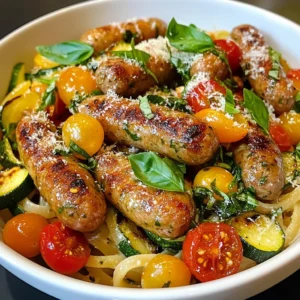 - Chicken sausages (4, sliced) - Zucchini (2 medium, diced) - Whole wheat pasta (8 oz, like penne or fusilli) - Cherry tomatoes (1 cup, halved) - Garlic (2 cloves, minced) - Red pepper flakes (1/2 teaspoon, optional) - Olive oil (1 tablespoon) - Salt and pepper (to taste) - Fresh basil leaves (for garnish) - Grated parmesan cheese (for serving, optional) When I think of comfort food, chicken sausages with zucchini and pasta come to mind. This meal is quick to prepare and full of flavor. You can enjoy it any night of the week. The main ingredients shine in this dish. Chicken sausages give it a nice savory kick. Zucchini adds a fresh crunch. Whole wheat pasta makes it hearty and fills you up. Cherry tomatoes bring a burst of sweetness. You can add garlic for depth. Red pepper flakes are great if you want some heat. Olive oil adds richness to the dish. Salt and pepper help enhance all the flavors. Fresh basil gives a nice finishing touch. Grated parmesan cheese is optional, but it adds a creamy element. Gather these ingredients before you start cooking. Having everything ready makes the process smooth and fun. You’ll be amazed at how easy it is to create a delicious meal that feels gourmet. Enjoy cooking! {{ingredient_image_1}} - Boil salted water in a large pot. - Add 8 oz of whole wheat pasta and cook until al dente. - Reserve 1/2 cup of the pasta cooking water. - Heat 1 tablespoon of olive oil in a skillet over medium heat. - Add 4 sliced chicken sausages to the skillet. - Brown the sausages for about 5-7 minutes until they are cooked through. - Incorporate 2 minced garlic cloves into the skillet. - Add 2 diced zucchinis and mix well. - Sauté until the zucchini is tender, about 4-5 minutes. - Stir in 1 cup of halved cherry tomatoes. - If you like heat, add 1/2 teaspoon of red pepper flakes. - Season with salt and pepper to taste. - Mix the cooked pasta with the sausage and vegetable mixture. - Pour in the reserved pasta cooking water. - Toss everything together and allow it to cook for 1-2 minutes to meld flavors. - Plate the dish hot for best taste. - Garnish with fresh basil leaves. - Optionally, sprinkle with grated parmesan cheese for extra flavor. When you pick your chicken sausages, go for lean options. Look for brands that keep things simple. Check for added flavors like herbs or spices. This can add a nice twist to your dish. Avoid sausages with too many fillers. They may not cook well and can affect taste. Cooking pasta is all about timing. Start with a big pot of salted water. Follow the package instructions for best results. You want your pasta to be al dente, which means firm but tender. Remember to reserve half a cup of pasta water before draining. This starchy water can help blend the sauce and pasta. Want to kick up the taste? Try adding fresh herbs like thyme or oregano. A touch of lemon zest can brighten your dish. Balance your spices carefully. If you add red pepper flakes, start with a little. You can always adjust it later. This helps keep the flavors in harmony and makes every bite enjoyable. Pro Tips Fresh Ingredients: Using fresh zucchini and tomatoes can elevate the flavors of this dish significantly. Cooking Pasta: Make sure to salt your pasta water well; it should taste like the sea to enhance the pasta's flavor. Customize the Heat: Adjust the amount of red pepper flakes to your preference for spice; you can omit it for a milder dish. Resting Time: Let the dish sit for a few minutes before serving to allow the flavors to blend beautifully. {{image_2}} You can change the veggies in this dish for fun. Try bell peppers, spinach, or broccoli. Each adds a new taste and color. For a seasonal twist, use asparagus in spring or squash in fall. These swaps keep your meals fresh and exciting. If you need gluten-free pasta, there are great choices. Brown rice, quinoa, or chickpea pasta works well. Just cook them according to the package. You may need to adjust the sauce or veggies to match the new pasta. This way, everyone can enjoy the dish. Want to swap the chicken sausages? Turkey or pork sausages are tasty options. They add a different flavor but still keep it simple. For a plant-based choice, look for veggie sausages made from soy or lentils. They offer a great taste while being meat-free. To store leftovers, place them in an airtight container. Make sure to cool the dish first. This keeps it fresh for 3 to 4 days. For best taste, eat it within two days. Avoid letting it sit out for too long. Also, make sure to mark the date on the container. When reheating, use the microwave or stovetop. If using a microwave, cover the container. Heat in short bursts to avoid overcooking. Stir often to keep everything warm. If on the stovetop, add a splash of water. This keeps the pasta from drying out. Heat gently on low to keep the texture nice. You can freeze the dish, but do it right. For best results, freeze it after cooking. Place it in a freezer-safe container. It will last about 2 to 3 months. When ready to eat, thaw it in the fridge overnight. Reheat it gently, adding water if needed. Avoid freezing uncooked ingredients, as they may not hold up well. Yes, you can use regular pasta. Whole wheat adds fiber and a nutty taste. Both will work well in this dish. You can store leftovers in the fridge for up to three days. Make sure to keep them in an airtight container. Yes, you can prepare this dish ahead. Cook the pasta and sausages, then store them separately. Combine them when ready to serve. You can use turkey sausages or pork sausages. For a vegetarian option, try plant-based sausages or beans. Yes, this recipe is great for meal prep. It stores well and reheats easily, making it perfect for quick meals. Add more red pepper flakes to the dish. You can also include diced jalapeños or a splash of hot sauce for extra heat. This recipe combines chicken sausages, zucchini, and whole wheat pasta for a tasty dish. Remember to cook your pasta just right and reserve some cooking water for better flavor. Experiment with vegetables and proteins to suit your taste. Store leftovers properly to enjoy this meal later. This dish is easy to make, fun to adapt, and perfect for any day. Make it your own and enjoy every bite.