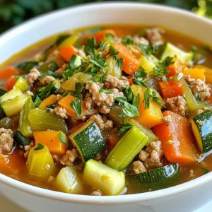- 1 lb ground turkey (preferably lean) - 1 medium onion, chopped - 2 cloves garlic, minced - 2 carrots, diced - 1 zucchini, diced - 1 red bell pepper, diced - 1 cup green beans, trimmed and cut into bite-size pieces - 4 cups low-sodium chicken broth - 1 can (14.5 oz) diced tomatoes (no added sugar) - 1 teaspoon dried oregano - 1 teaspoon dried basil - Salt and pepper to taste - 2 tablespoons olive oil - Fresh parsley for garnish (optional) Ground turkey is lean and high in protein. It helps build muscle and keeps you full. Onions add flavor, and they are rich in antioxidants. Garlic boosts your immune system and adds taste. Carrots provide fiber and vitamins, good for your eyes. Zucchini is low in calories and high in water, great for hydration. Red bell peppers are packed with vitamins A and C. Green beans are low in calories and full of fiber. Chicken broth adds taste without many calories. Diced tomatoes add flavor and nutrients like vitamin C. Oregano and basil add flavor without extra calories. Olive oil is a healthy fat that helps with heart health. Fresh parsley gives a nice touch and adds vitamins. - Ground turkey can be swapped for ground chicken or lean beef. - Use vegetable broth instead of chicken broth for a vegetarian option. - If you can't find zucchini, try yellow squash or cauliflower instead. - For a low-carb option, skip the carrots and add more green beans. - To make it gluten-free, ensure the broth is certified gluten-free. - If you're low on garlic, garlic powder works as a quick substitute. - Use a mix of your favorite herbs if you don’t have oregano or basil. This soup is flexible. You can change it to fit your needs! {{ingredient_image_1}} Before you start cooking, gather all your ingredients. This makes the process smooth and fun. You need lean ground turkey, fresh veggies, and spices. Prepare your chopping board and knife. Wash your vegetables well. 1. Heat 2 tablespoons of olive oil in a large pot over medium heat. 2. Add the chopped onion and minced garlic. Sauté them for about 3 minutes until the onion is soft and clear. 3. Next, add 1 pound of ground turkey. Break it apart with a spoon. Cook it for 5-7 minutes until it turns brown and no longer pink. 4. Stir in 2 diced carrots, 1 diced zucchini, 1 diced red bell pepper, and 1 cup of green beans. Cook these veggies for another 5-6 minutes. They should start to soften. 5. Now pour in 4 cups of low-sodium chicken broth. Add 1 can of diced tomatoes with their juice. Stir in 1 teaspoon of dried oregano and 1 teaspoon of dried basil. 6. Bring the soup to a boil. Then reduce the heat to low. Cover the pot and let it simmer for 20-25 minutes. This helps the flavors mix well. 7. Taste the soup and add salt and pepper as needed. 8. Serve the soup in bowls. You can add fresh parsley on top for a nice touch. To make the soup taste great, remember these tips: - Sauté the onion and garlic well. This builds a strong base. - Use fresh vegetables for the best flavor. Frozen veggies can work in a pinch but may lack some taste. - Letting the soup simmer is key. It helps all the flavors blend together. - Always taste before serving. Adjust salt and pepper to your liking. This soup is easy to make and packed with flavor. Enjoy your healthy meal! To cook lean turkey well, start with medium heat. This helps keep it juicy. Break up the turkey with a spoon as it cooks. Use a non-stick pot to reduce fat. Brown the turkey until it is no longer pink. This adds great flavor to the soup. Use herbs and spices to boost flavor. Dried oregano and basil work well. Fresh garlic and onion add a rich taste. You can also squeeze in some lemon juice. This gives your soup a bright flavor. Avoid heavy creams or extra oils to keep it light. Make this soup ahead of time for easy meals. It tastes even better the next day. Divide the soup into containers for quick lunches. You can also freeze portions for later. Just let it cool before putting it in the freezer. Be sure to label the containers with the date. Pro Tips Use Fresh Vegetables: Fresh produce enhances flavor and nutrients in your dish. Whenever possible, choose seasonal vegetables for the best taste. Adjust Seasoning to Taste: Always taste your dish before serving! Adjust salt, pepper, and spices to suit your preferences for maximum flavor. Make it a Meal Prep: This soup can be made in larger batches and stored in the fridge or freezer for quick meals throughout the week. Just reheat and enjoy! Garnish for Visual Appeal: A sprinkle of fresh parsley not only adds color but also a burst of freshness that elevates the dish's presentation. {{image_2}} You can mix in many vegetables to change the flavor. Try adding spinach or kale for greens. Sweet potatoes add a nice sweetness. Cauliflower can make the soup thicker. You can also use peas or corn for added texture. Just remember to cut veggies small so they cook evenly. Spices can change the soup's taste. If you like heat, add a pinch of red pepper flakes. To make it smoky, try a bit of smoked paprika. For a fresh taste, toss in some lemon juice or zest. You can also use fresh herbs like thyme or cilantro for a burst of flavor. You can make this soup without turkey. Use lentils or chickpeas as protein. Instead of chicken broth, use vegetable broth. Add mushrooms for a meaty texture. The spices and veggies will still give it great flavor. This way, everyone can enjoy a healthy bowl! Store leftover turkey vegetable soup in a sealed container. Let it cool down first. Use glass or plastic containers. This keeps the soup fresh and safe. It lasts for about 3-4 days in the fridge. Label the container with the date. This way, you won’t forget when you made it. Freezing is a great way to save soup for later. Use freezer-safe bags or containers. Leave some space at the top for expansion. The soup can freeze well for up to 3 months. When you’re ready to eat, thaw it in the fridge overnight. This keeps the flavor intact. Reheat the soup on the stove over low heat. Stir often to warm it evenly. If it seems thick, add a splash of broth or water. This helps regain the right texture. You can also use the microwave. Heat in short bursts, stirring in between. Enjoy your delicious soup just like the first day! This soup is low in calories. A serving has about 180 calories. It’s packed with protein and fiber. You can enjoy a hearty bowl without worry. This makes it great for weight loss. For a filling lunch or dinner, this soup is perfect. Yes, you can use ground chicken. It works well in this recipe. Both meats are lean and healthy. Ground chicken has a similar taste and texture. Just ensure it is not too fatty. This swap keeps the soup light and nutritious. Absolutely! This soup freezes well. You can store it for up to three months. Just let it cool completely before freezing. Use airtight containers or freezer bags. To reheat, thaw overnight in the fridge. Heat it gently on the stove until warm. Enjoy your soup anytime! This article covered key ingredients and their benefits for making Weight Loss Turkey Vegetable Soup. I shared detail on each ingredient, cooking steps, and tips for flavor. You can easily adjust the recipe for your needs, like using ground chicken or adding more veggies. Proper storage and reheating methods ensure your soup stays fresh. With these insights, you can make a tasty and healthy meal that fits your lifestyle. Enjoy your cooking and the benefits of this great recipe!