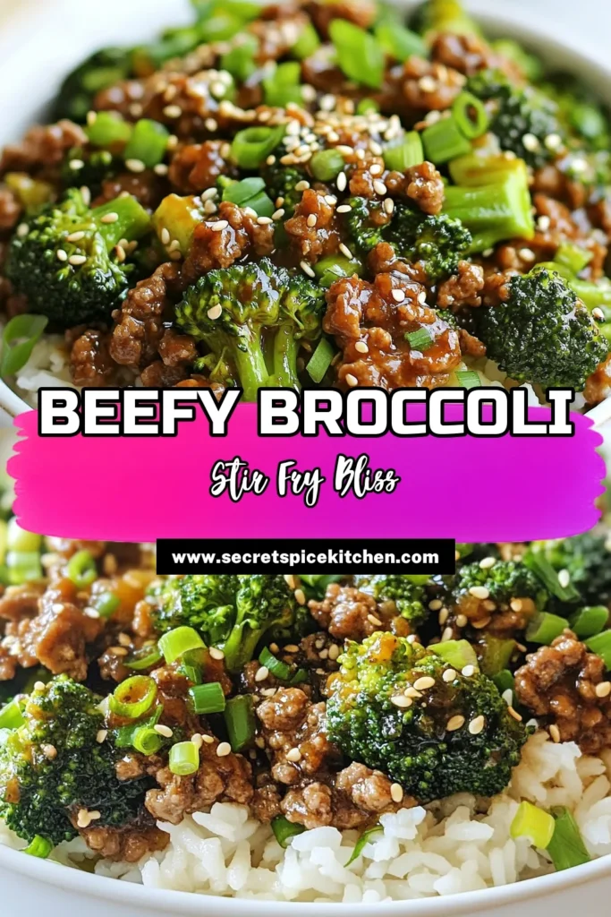 Savor this quick beef and broccoli recipe that combines ground beef stir fry with vibrant broccoli for a delicious Asian beef broccoli dish! Perfect for busy nights, this easy broccoli recipe will be a hit at your dinner table. In just 30 minutes, whip up this flavorful meal served over jasmine rice. Discover the delight of a beefy broccoli bliss your family will love. Don’t miss out, save this recipe now! #BeefAndBroccoli #GroundBeefStirFry #EasyBroccoliRecipes #QuickMeals