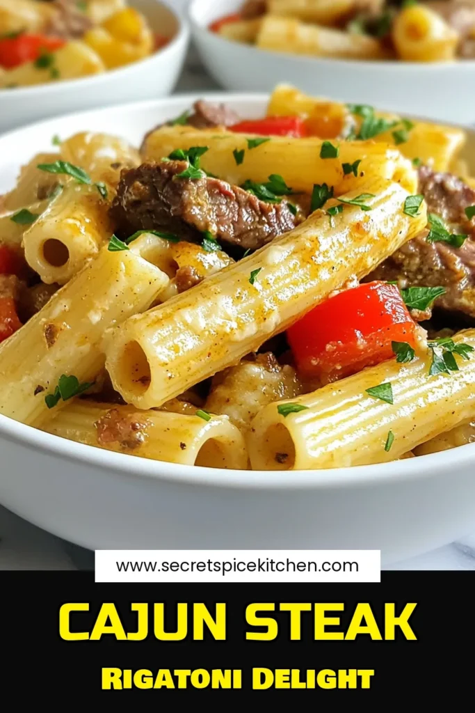 Elevate your dinner with this delicious Cajun steak rigatoni recipe! This creamy rigatoni pasta is bursting with flavor, featuring seasoned steak and a rich sauce made from heavy cream and Parmesan cheese. Perfect for a quick, easy steak pasta dish that impresses. Ready in just 30 minutes, this recipe will become a family favorite. Try it tonight and savor the flavor! Save this recipe for later! #CajunSteakRigatoni #EasyDinner #PastaRecipe #CajunSeasoning