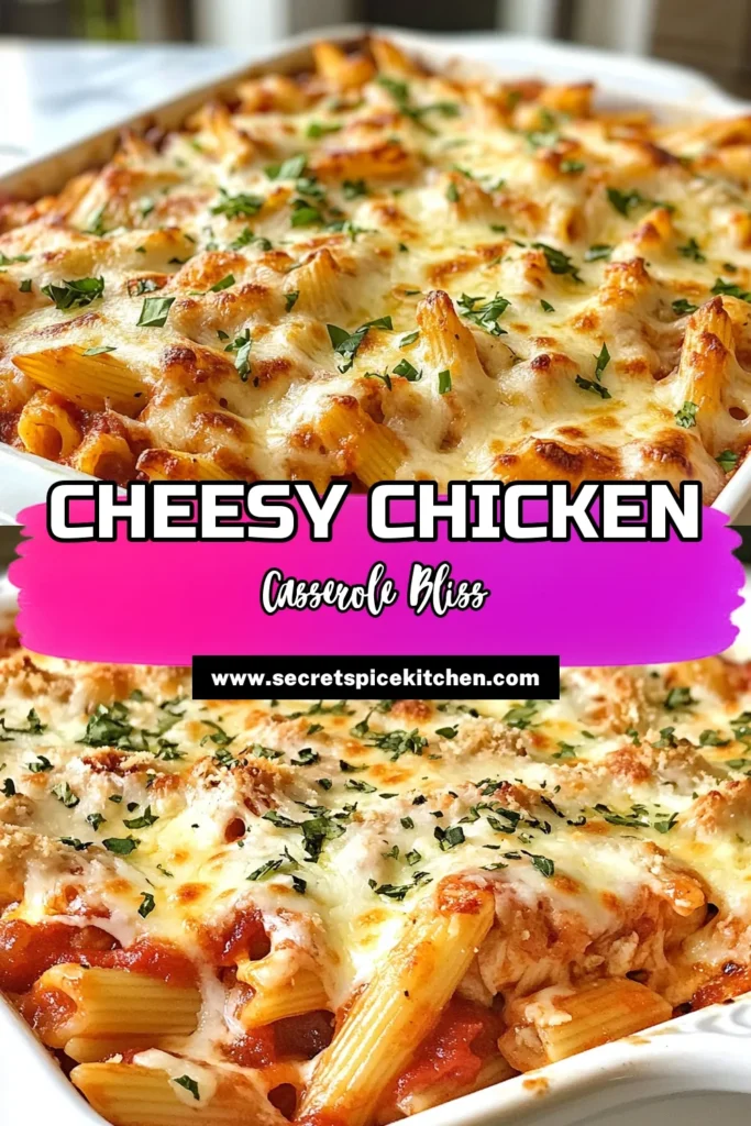 Discover the ultimate comfort food with this Chicken Parmesan Casserole! This easy chicken casserole recipe combines tender baked chicken with marinara, cheesy goodness, and penne pasta, creating a creamy mozzarella chicken dish that the whole family will love. Ready in just 50 minutes, it's perfect for weeknight dinners. Try it today and enjoy a delicious meal! Save this recipe for later! #ChickenParmesanCasserole #EasyCasserole #PastaDish #ComfortFood