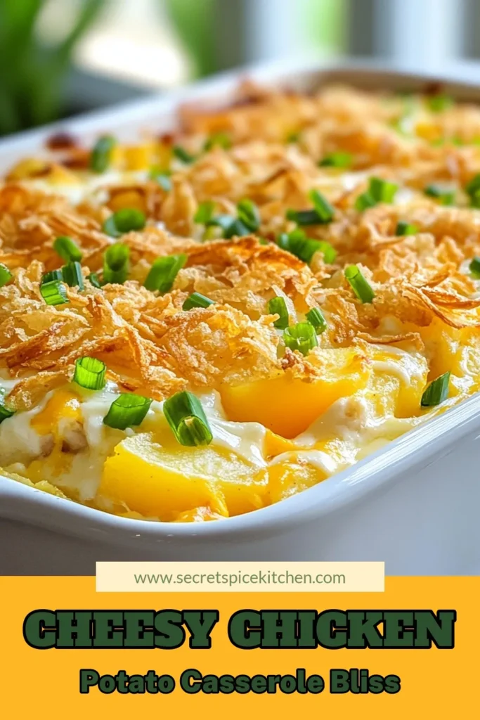 Indulge in this cheesy chicken casserole that combines the comfort of a loaded baked potato recipe with the ease of rotisserie chicken. This easy cheesy casserole is perfect for a family dinner, packed with tender potatoes and flavorful chicken. Get ready for a delicious comfort food dinner recipe that everyone will love! Try this recipe now and elevate your dinner game. Save it for later! #CheesyChickenCasserole #ComfortFood #LoadedBakedPotato #EasyCasserole