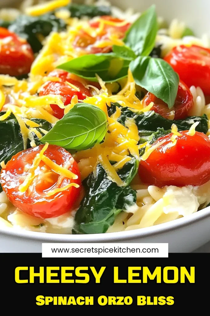 Discover the ultimate Cheesy Spinach Orzo that’s perfect for a quick weeknight meal! This Lemon Orzo Recipe combines ricotta cheese and fresh spinach for a delicious and creamy Vegetarian Broth Pasta Dish. Whether you’re looking for an Easy Orzo Dinner Recipe or a delightful twist on pasta, this dish checks all the boxes. Try it tonight and bring joy to your dinner table! Save this recipe for later! #OrzoDinner #SpinachRecipe #VegetarianPasta #EasyRecipes