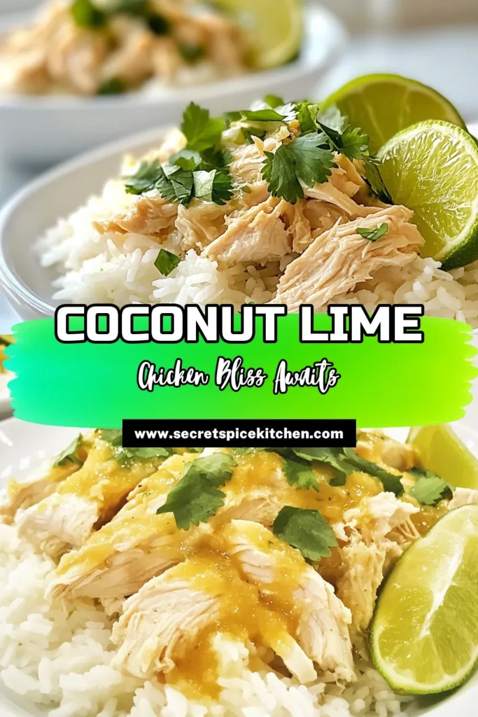 Discover this easy Coconut Lime Chicken recipe, perfect for busy weeknights! This gluten-free crockpot chicken dish combines juicy chicken with creamy coconut milk, zesty lime juice, and aromatic spices, resulting in a mouthwatering tropical chicken dinner. Ideal for meal prep or family feasts, it’s a flavorful way to enjoy simple, healthy cooking. Save this recipe for your next easy lime chicken craving! #CrockpotChicken #TropicalDinner #GlutenFreeRecipes #EasyChickenRecipes