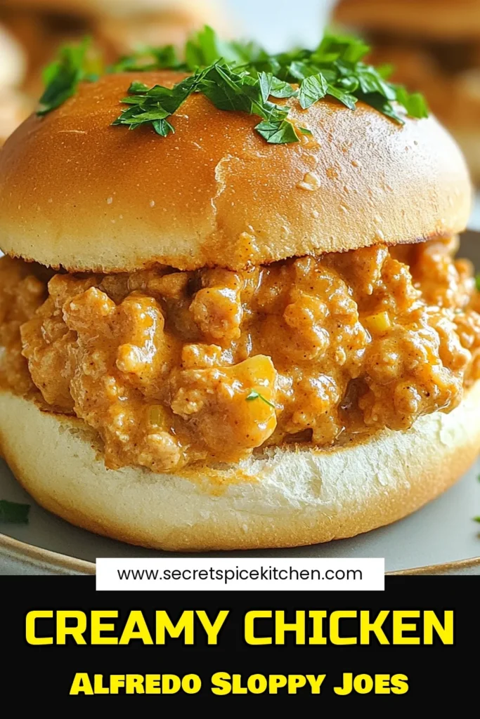 Looking for a quick chicken dinner idea? These Chicken Alfredo Sloppy Joes transform a classic into a creamy delight using ground chicken! This easy ground chicken recipe combines flavorful Italian seasoning with rich Parmesan, creating a satisfying meal the whole family will love. Perfect for busy nights, this creamy sloppy joes recipe takes just 25 minutes. Try it tonight and save for later! #ChickenAlfredoSloppyJoes #GroundChickenRecipe #QuickChickenDinner #CreamySloppyJoes