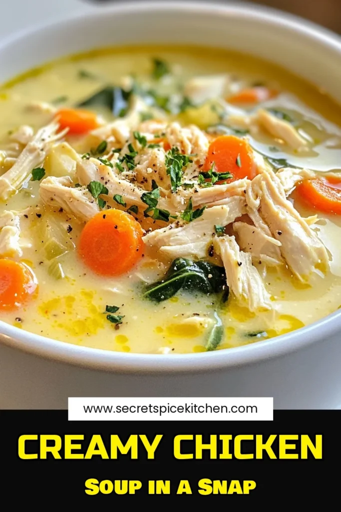 Discover the ultimate creamy chicken soup recipe with this Slow Cooker Chicken Delight Soup! This easy chicken soup with cream cheese is packed with flavor and loaded with healthy ingredients like spinach, chicken, and fresh vegetables. Perfect for a cozy dinner, this healthy chicken soup can be made with minimal effort. Don't miss out on this delicious chicken soup that everyone will love! Save for later! #CreamyChickenSoup #SlowCookerSoup #EasyChickenSoup #HealthySoup
