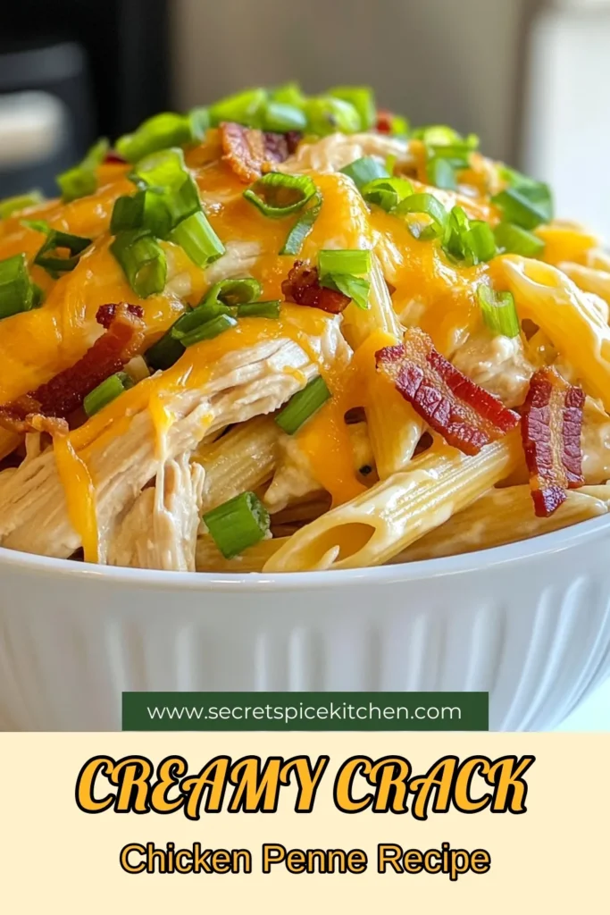 Discover the ultimate comfort food with this Crack Chicken Penne recipe! This easy chicken pasta recipe combines tender penne pasta with bacon in a creamy ranch pasta that’s made in just one pot. Perfect for busy evenings, this dish is a family favorite that will have everyone asking for seconds. Get the full recipe to enjoy a delicious meal that's quick to prepare and packed with flavor. Save it now! #CrackChickenPenne #EasyChickenPasta #OnePotPastaDish #CreamyRanchPasta