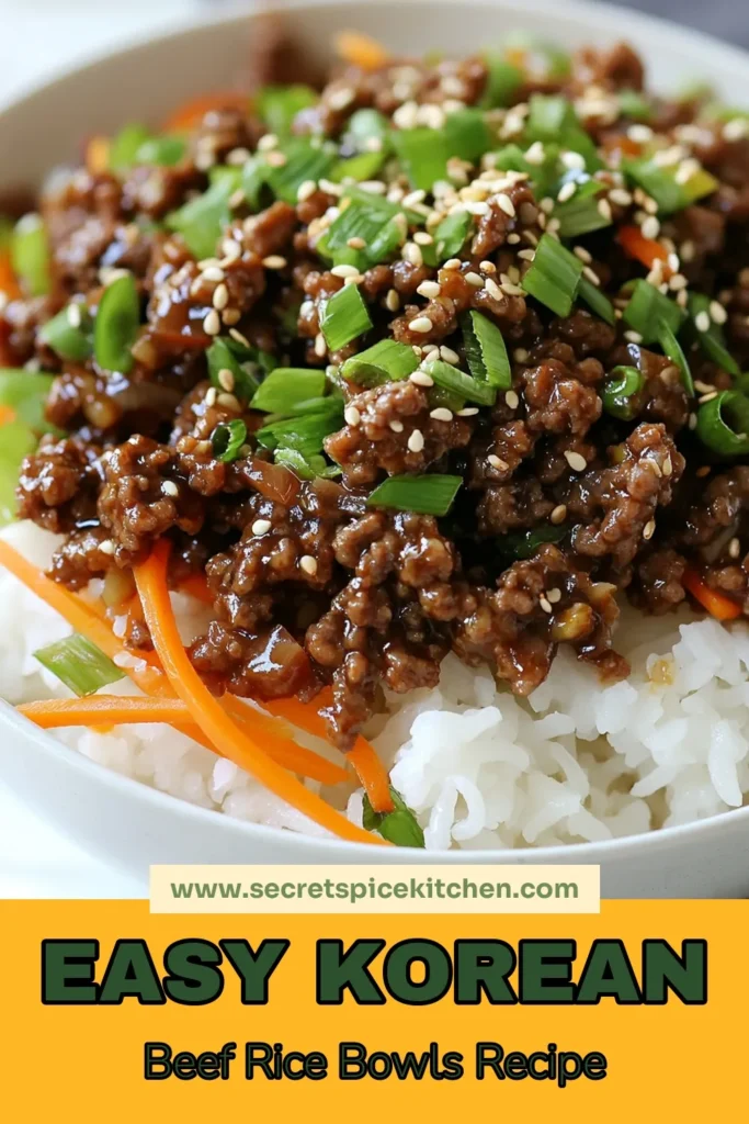 Discover a delicious Korean ground beef recipe that brings bold flavors to your dinner table! This easy beef bowl recipe is perfect for busy weeknights, combining healthy ground beef meals with vibrant veggies for a satisfying dish. In just 30 minutes, you'll have quick dinner ideas that are Asian inspired and sure to impress. Try these Korean Ground Beef Bowls for your next family meal. Save and share this recipe! #KoreanFood #BeefRecipes #DinnerIdeas #HealthyEating