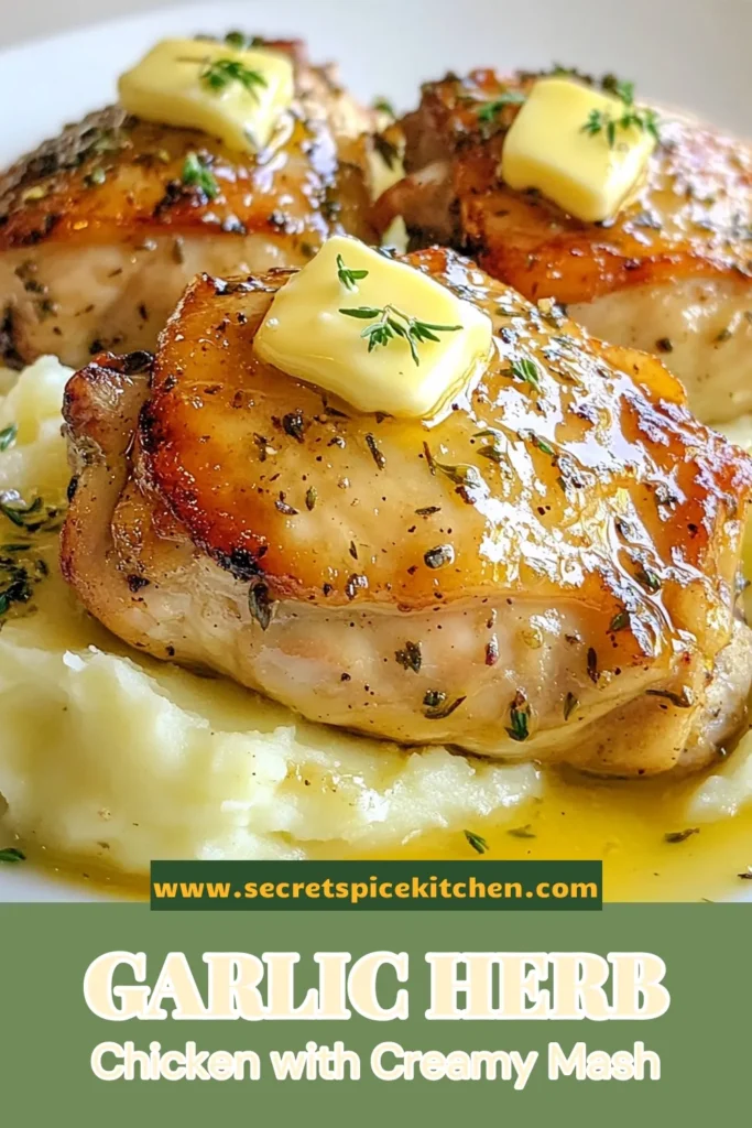 Discover this delicious garlic herb chicken recipe that's perfect for an easy chicken dinner! Juicy skillet chicken thighs are paired with creamy mashed potatoes, making it an irresistible meal. Elevate your weeknight cooking with garlic mashed potatoes that melt in your mouth. Perfect for family gatherings or cozy nights in, this dish is sure to impress. Try it tonight and save it for later! #GarlicHerbChicken #EasyChickenDinner #CreamyMashedPotatoes #SkilletChickenThighs
