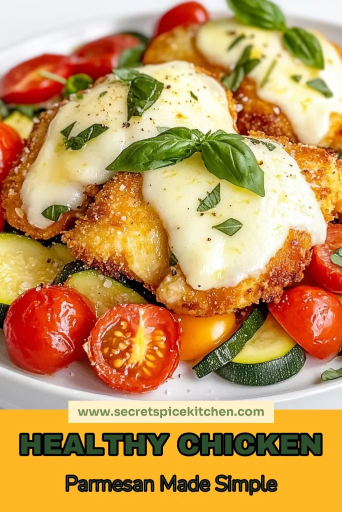Looking for a delicious and nutritious meal? Try this Healthy Chicken Parmesan with Veggies! This baked chicken parmesan recipe features whole wheat chicken parmesan for a low-calorie option without compromising taste. Packed with veggies, it’s a perfect family-friendly dish! Easy to make and ready in under an hour, it’s a must-try! Save this recipe for a healthy dinner that satisfies! #HealthyChickenParmesan #BakedChickenParmesanRecipe #LowCalorieChickenParmesan #ChickenParmesanWithVeggies