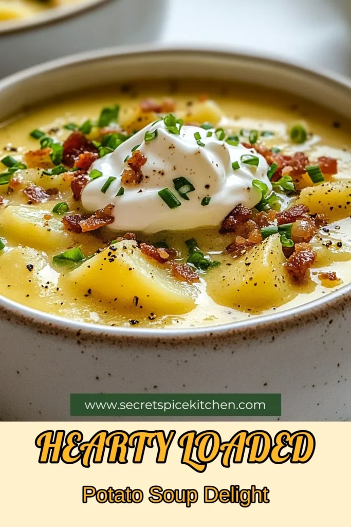 Savor the rich flavors of Loaded Outback Potato Soup with this easy potato soup recipe! This creamy potato soup combines russet potatoes, heavy cream, and optional bacon bits for a hearty delight. Perfect for cozy nights, this loaded baked potato soup will be a family favorite. Try this Outback potato soup recipe today and bring restaurant flavors home! Save for later and enjoy! #LoadedPotatoSoup #EasyPotatoSoup #CreamyPotatoSoup #OutbackPotatoSoupRecipe