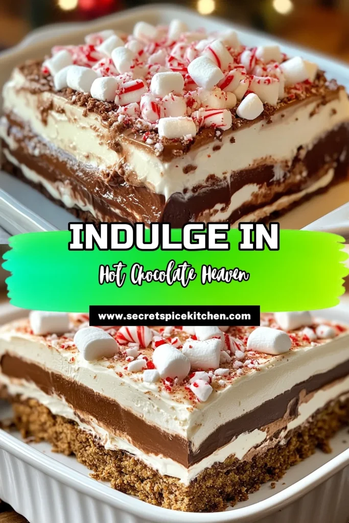 Indulge in this delicious Hot Chocolate Lasagna recipe, a no-bake chocolate dessert that's perfect for any occasion! With layers of chocolate graham crackers, creamy chocolate filling, and fluffy marshmallow cream, this chocolate dessert lasagna is an unforgettable Christmas dessert recipe. Impress your guests with this easy-to-make treat! Save the recipe now and bring holiday cheer to your table. #HotChocolateLasagna #ChocolateDessert #NoBakeDessert #ChristmasRecipes