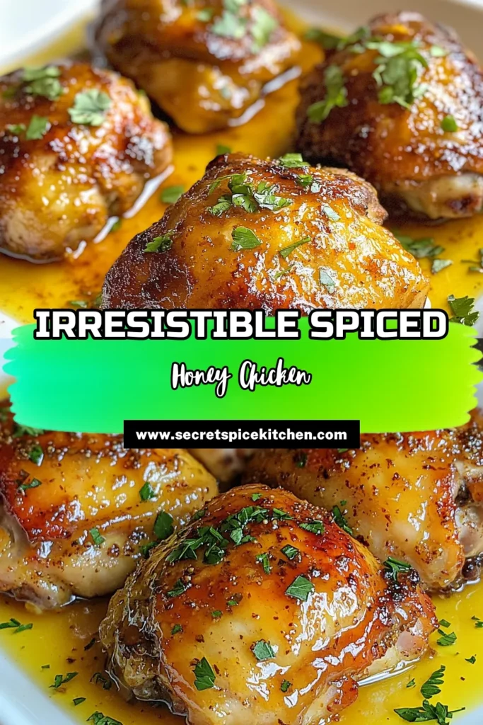 Discover the delightful flavors of this Syrian honey chicken recipe featuring succulent spiced chicken thighs. This easy chicken marinade recipe combines honey, spices, and garlic for a mouthwatering baked honey chicken that shines among Middle Eastern chicken dishes. Perfect for family dinners or special occasions, it's a dish everyone will love! Save this recipe for a tasty meal tonight! #SyrianHoneyChicken #SpicedChickenThighs #BakedHoneyChicken #MiddleEasternCuisine