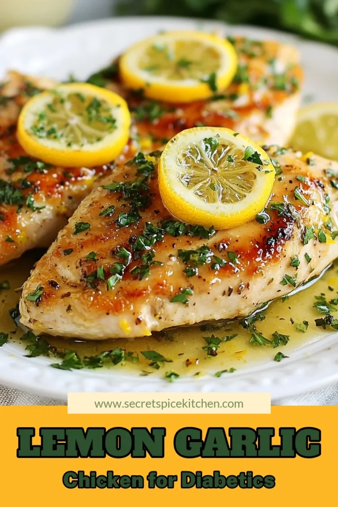 Discover a delicious diabetes-friendly chicken recipe with this Lemon Garlic Chicken! Perfect for a healthy chicken dinner, this low sodium chicken dish is not only easy to make but also packed with flavor. Using a simple chicken marinade of fresh lemon juice and garlic, it's a tasty option for anyone watching their health. Try it today for a nutritious meal that you’ll love. Save this recipe for your next dinner! #DiabetesFriendly #HealthyEating #ChickenRecipes #EasyDinnerIdeas