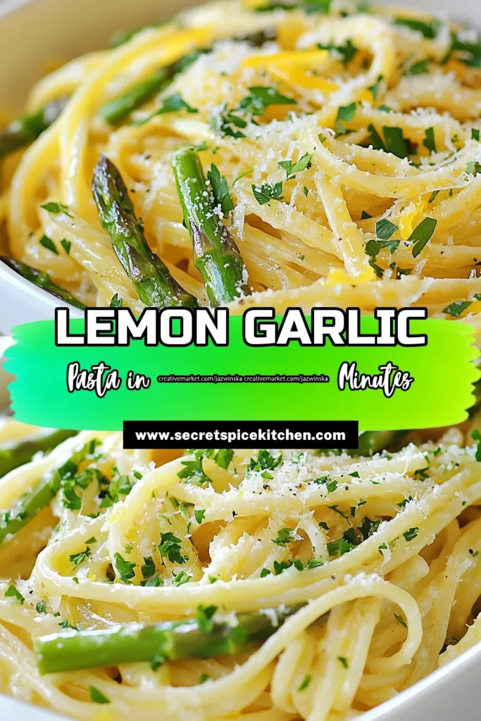 Discover the deliciousness of Lemon Garlic Asparagus Pasta with this quick and easy recipe! Perfect for busy weeknights, this healthy lemon pasta dish combines fresh asparagus, zesty lemon, and garlic for a delightful vegetarian meal. Enjoy this vibrant dish in just 20 minutes—ideal for anyone seeking easy pasta recipes. Save now and elevate your dinner game tonight! #LemonGarlicAsparagusPasta #EasyPastaRecipes #VegetarianPastaDishes #QuickDinnerRecipes