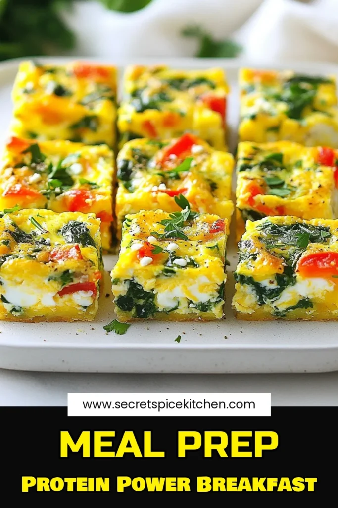 Kickstart your day with this high protein breakfast meal prep! This egg white breakfast recipe is perfect for busy mornings, packed with nutrients and flavor. Our healthy breakfast casserole combines eggs, egg whites, spinach, and bell pepper for a delicious meal prep breakfast idea you'll love. Try this high protein egg recipe today and enjoy easy, nutritious breakfasts all week! Save this recipe and get ready to fill your mornings with energy! #MealPrep #HealthyBreakfast #HighProtein #EasyRecipes