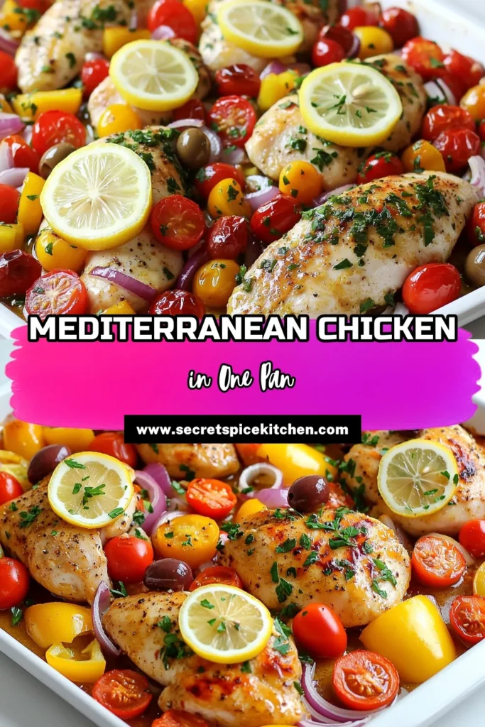 Savor the flavors of the Mediterranean with this easy Mediterranean Chicken Bake Sheet Pan recipe! Simple to prepare and packed with vibrant veggies, this dish combines juicy chicken with cherry tomatoes, bell peppers, and Kalamata olives for a healthy and satisfying meal. Discover how to create this delightful one-pan wonder that’s perfect for busy weeknights. Click to explore the full recipe! #MediterraneanChicken #SheetPanDinner #HealthyRecipes #EasyCooking