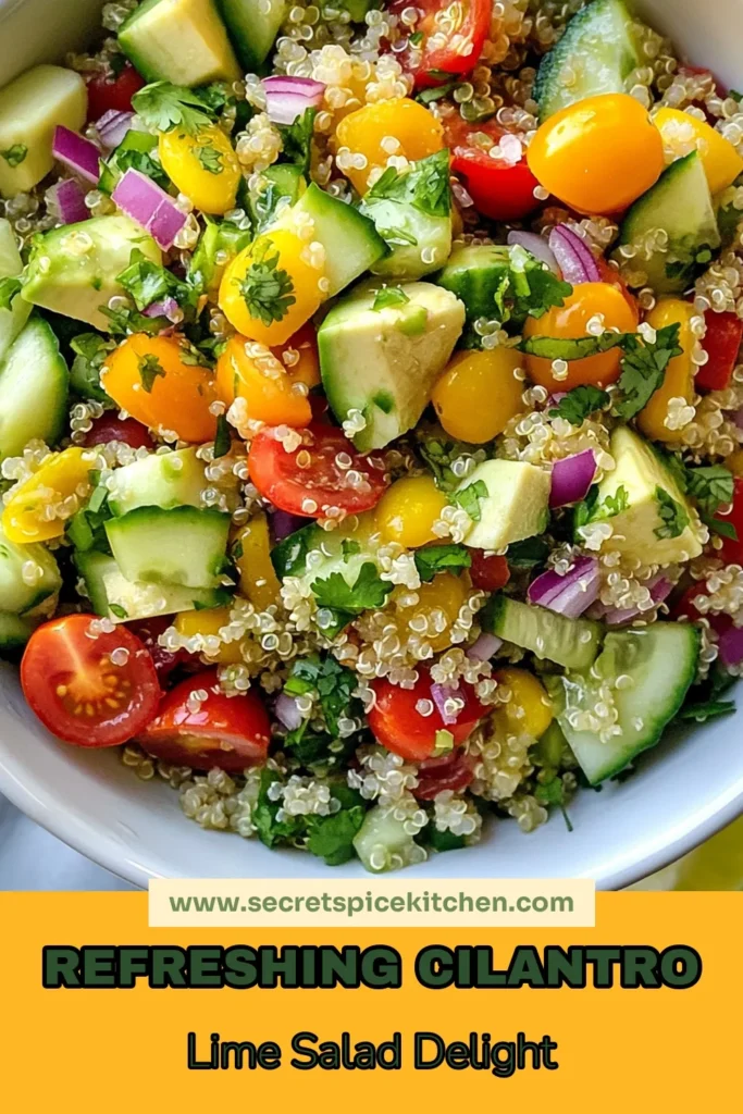 Discover the perfect summer dish with this cilantro lime quinoa salad! This healthy quinoa salad recipe features a delightful mix of quinoa, black beans, fresh veggies, and zesty lime dressing. It's a refreshing vegetarian quinoa salad that’s not only tasty but also packed with nutrients. Perfect for meal prep or as a side. Don’t miss out—try this quinoa salad with black beans today! Save and share! #CilantroLimeQuinoaSalad #HealthyRecipes #QuinoaSalad #VegetarianSalad