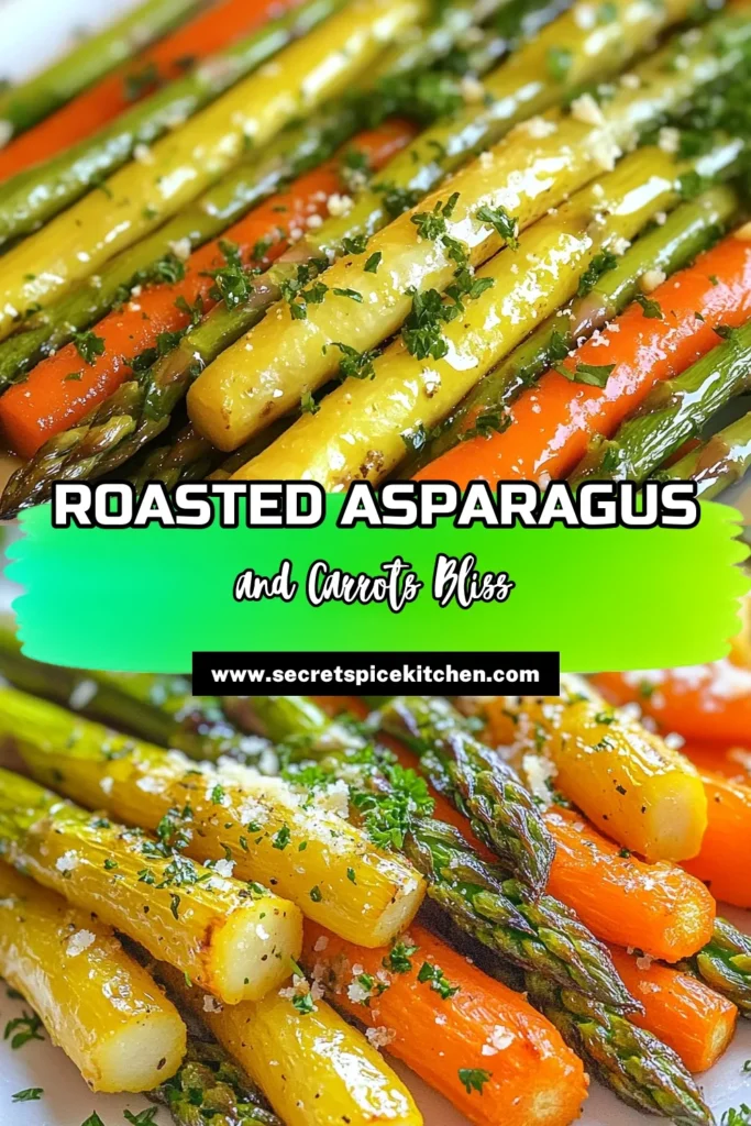 Discover this delicious roasted asparagus recipe and roasted carrots recipe that make a perfect healthy vegetable side dish! Easy oven roasted vegetables are just a few steps away. Toss fresh asparagus and baby carrots with olive oil, garlic, and thyme, then roast to perfection. Add Parmesan for a savory twist! Perfect for any meal. Save this recipe for your next dinner! #HealthyEating #VegetableRecipes #OvenRoasted #EasyRecipes