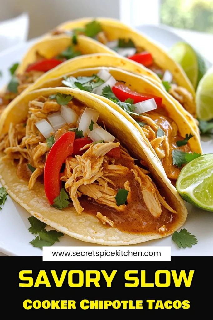 Satisfy your taco cravings with these delicious slow cooker chipotle chicken tacos! With tender, flavorful chicken cooked to perfection, this recipe is perfect for families or gatherings. It’s easy to prepare and requires just a few simple ingredients. Get ready to impress your friends and family with this tasty dish! Click through to discover the full recipe and serve up some taco love tonight! #ChipotleChickenTacos #SlowCookerRecipes #TacoNight #EasyDinnerIdeas