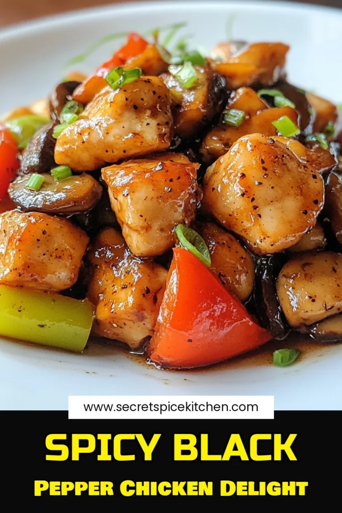 Discover a delicious way to spice up your dinner with this Spicy Black Pepper Chicken with Mushrooms! This easy Chicken Stir-Fry is a quick dinner recipe that packs a flavorful punch. Perfect for busy weeknights, this Black Pepper Chicken Recipe combines tender chicken, savory mushrooms, and a kick of black pepper for a dish that's both satisfying and simple to prepare. Save this Mushroom Chicken Stir-Fry for your next family meal! #ChickenRecipes #StirFry #DinnerIdeas #SpicyFood