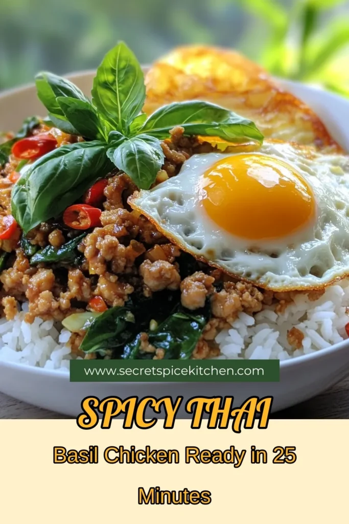 Discover the delicious Spicy Pad Kra Pao recipe, a must-try Thai basil chicken dish that's perfect for a quick Thai dinner! This savory ground chicken stir fry combines fragrant Thai basil with colorful veggies and is served with jasmine rice for a satisfying meal. In just 25 minutes, you can whip up this flavorful dish, ideal for weeknight dinners. Save this recipe and elevate your cooking! #PadKraPao #ThaiBasilChicken #QuickDinner #JasmineRice