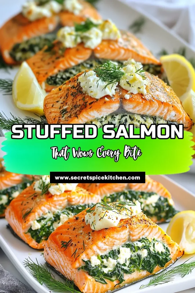 Discover this delicious stuffed salmon recipe featuring spinach and feta for a healthy salmon dinner that's both easy and impressive. This savory salmon dish is perfect for any occasion, combining creamy feta with fresh spinach in a baked salmon with spinach that's sure to delight your taste buds. Try this healthy recipe today and elevate your dinner plans! Save and share your culinary creations! #StuffedSalmon #HealthyDinner #SalmonRecipe #SpinachFetaSalmon
