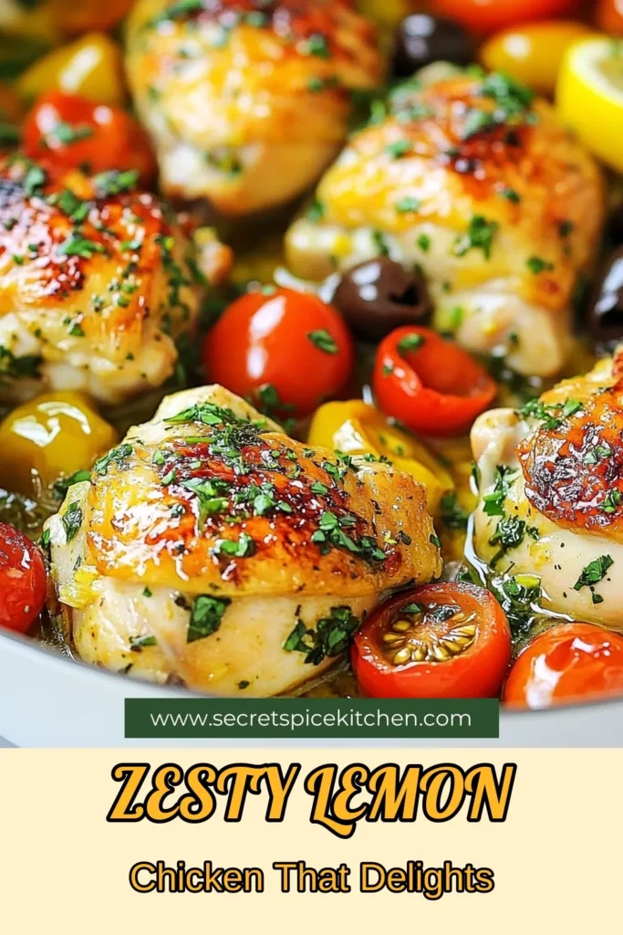 Discover a delicious Greek lemon chicken recipe that's perfect for any occasion! This zesty chicken thighs dish combines easy lemon garlic chicken flavors with Mediterranean flair, featuring baked chicken with olives and tomatoes for a delightful twist. It's a simple yet impressive meal the whole family will love. Try this mouthwatering recipe today and elevate your dinner game. Save it for later! #GreekLemonChicken #MediterraneanDishes #EasyChickenRecipes #HealthyEating