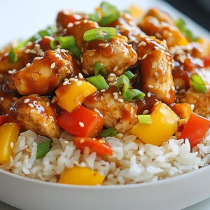 To make Honey BBQ Chicken Rice, gather these key ingredients: - 2 cups long-grain rice, rinsed - 1 lb chicken thighs, boneless and skinless, cut into bite-sized pieces - 1 cup BBQ sauce (homemade or store-bought) - 1/4 cup honey - 1 onion, diced - 2 cloves garlic, minced - 2 cups chicken broth - 1 cup bell peppers, chopped (mix of colors for vibrancy) - 1 teaspoon smoked paprika - 1/2 teaspoon black pepper - 2 tablespoons olive oil - Salt to taste - Chopped green onions and sesame seeds for garnish You can swap some ingredients if needed. - Instead of chicken thighs, use chicken breast for a leaner option. - Maple syrup works well in place of honey for a different sweet touch. - Any type of rice can work, but long-grain gives the best texture. - If you don't have BBQ sauce, try teriyaki sauce for a unique flavor. - Use vegetable broth if you want a vegetarian version. Choose fresh ingredients for the best taste. - Look for chicken thighs that are pink and firm, with no odor. - Select bright bell peppers without any blemishes or soft spots. - Check the BBQ sauce label for quality ingredients; less sugar is better. - When buying honey, go for raw or organic for a richer flavor. - Fresh garlic and onions should feel firm and have strong scents. {{ingredient_image_1}} To start, heat 2 tablespoons of olive oil in a large skillet over medium heat. Add 1 pound of cut chicken thighs. Season the chicken with salt, black pepper, and smoked paprika. Cook the chicken for about 6 to 8 minutes. It should be browned and cooked through. Once done, remove the chicken and set it aside. This step builds a great flavor base for the dish. In the same pan, add 1 diced onion. Cook it for about 3 minutes until it turns translucent. Then, add 2 minced garlic cloves. Stir them for 1 more minute. Be careful not to let the garlic burn. This adds a lovely depth to your dish and enhances the overall aroma. Now, return the chicken to the pan. Pour in 2 cups of rinsed long-grain rice. Stir to coat it with the oil and flavors from the chicken and onion. Next, in a bowl, mix 1 cup of BBQ sauce with 1/4 cup of honey. Pour this mixture into the pan, along with 2 cups of chicken broth. Stir well to make sure the rice is covered in liquid. Add 1 cup of chopped bell peppers for color and crunch. Bring the mix to a gentle boil, then reduce the heat to low. Cover the pan and let it simmer for about 18 to 20 minutes. This will cook the rice and let it absorb all the tasty flavors. After that, remove the pan from heat and let it sit, covered, for another 5 minutes. Finally, fluff the rice with a fork. This makes it light and fluffy, ready to serve! To make perfect rice, always rinse it first. Rinsing removes extra starch, which helps prevent stickiness. Use long-grain rice for a fluffy texture. Measure your liquid well. You want two cups of chicken broth for every cup of rice. This balance helps the rice cook evenly. Keep the lid on while it simmers. This traps steam and keeps moisture in. After cooking, let it sit for five minutes. This resting time allows the rice to firm up and absorb any remaining liquid. For tender chicken, start with boneless, skinless thighs. They stay juicy and cook evenly. Cut the chicken into bite-sized pieces. This helps it cook faster and allows for more flavor. Season the chicken with salt and black pepper before cooking. I use smoked paprika for a hint of smokiness. Sauté the chicken until it’s browned, about six to eight minutes. Don’t overcrowd the pan; this ensures even cooking. If the chicken looks golden, it’s ready. Remember to let it rest before mixing it back in. To boost flavor, I love using fresh herbs like parsley or basil. Just a sprinkle at the end makes the dish pop. You can also try adding a bay leaf while cooking the rice. It gives a subtle earthiness. If you want more heat, add a pinch of cayenne pepper or chili flakes. These spices can really elevate the dish. Lastly, don't forget the garlic! It adds depth and richness. Just sauté it until fragrant, but watch carefully to avoid burning. Pro Tips Use Quality BBQ Sauce: Opt for a BBQ sauce that you enjoy eating on its own, as it will significantly impact the flavor of the dish. Let Rice Rest: Allowing the rice to sit covered for a few minutes after cooking helps in achieving a fluffier texture. Customize Your Veggies: Feel free to mix in other vegetables like corn or zucchini for added flavor and nutrition. Store Leftovers Properly: Keep any leftovers in an airtight container in the fridge for up to 3 days. Reheat thoroughly before serving. {{image_2}} You can easily make this dish vegetarian. Swap out the chicken for hearty tofu. Use firm tofu and press it to remove water. Cut it into bite-sized cubes. Sauté it until golden brown. Add the same spices to keep the flavor strong. Replace chicken broth with vegetable broth for a rich taste. You can also add beans for protein. Black beans or chickpeas work well. If you want to change the protein, feel free to use pork or beef. Cut the meat into small pieces, just like the chicken. Cook them in the same way. Seafood like shrimp is another fun option. Cook shrimp quickly, as they don't take long. Just add them in the last few minutes of cooking. Each protein brings its own taste to the dish. Switching up the sauce can make a big difference. Try teriyaki sauce instead of BBQ for a sweet, salty kick. You can mix in sriracha for heat if you like spice. A honey mustard blend also adds a tangy twist. Experiment with different sauces to find your favorite flavor. Each sauce can change the whole meal, keeping it exciting. To keep your Honey BBQ Chicken Rice fresh, let it cool first. Then, transfer any leftovers to an airtight container. Store in the fridge for up to three days. This way, the flavors stay intact, and the rice remains tasty. When you're ready to enjoy your leftovers, reheat them on the stove. Place the rice in a skillet with a splash of water or chicken broth. Heat over medium-low until warm. Stir occasionally to avoid sticking. You can also use a microwave. Cover the dish and heat for one to two minutes. If you want to save the dish for later, freezing is a great option. Scoop the cooled rice into freezer-safe bags. Remove as much air as possible before sealing. You can freeze this meal for up to three months. When you're ready to eat, thaw it in the fridge overnight before reheating. Yes, you can use brown rice. It will change the cooking time. Brown rice takes longer to cook, about 40-50 minutes. You need to add more liquid, too. Use about 2.5 cups of chicken broth instead of 2 cups. This will help the rice cook well. Just make sure to check it often to avoid burning. Honey BBQ Chicken Rice is a full meal, but you can add sides. Here are some ideas: - Steamed broccoli for a healthy crunch - A fresh garden salad for lightness - Corn on the cob for sweetness - Garlic bread for a tasty touch These sides balance the meal well and add more flavors. To add spice, try these options: - Add 1 teaspoon of red pepper flakes for heat. - Mix in diced jalapeños or green chilies. - Use a spicier BBQ sauce to boost the flavor. Start with small amounts, then taste. You can always add more spice if needed! This blog post covered essential ingredients, step-by-step cooking, and useful tips for making Honey BBQ Chicken Rice. I shared ingredient substitutions and how to pick quality items. You learned cooking techniques for chicken and rice, plus how to add flavor. I also explored variations for vegans or those wanting new sauces. Remember to store leftovers correctly, freeze them, and feel free to experiment with spice levels. Now you can create your own tasty meals with confidence. Enjoy your cooking journey!