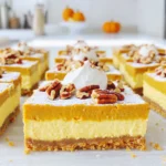 To make delicious pumpkin pecan cheesecake squares, you will need the following ingredients: - 1 ½ cups graham cracker crumbs - ½ cup unsalted butter, melted - ¼ cup brown sugar - 2 (8 oz) packages cream cheese, softened - 1 cup pumpkin puree - 1 cup granulated sugar - 3 large eggs - 1 teaspoon vanilla extract - 1 teaspoon ground cinnamon - ½ teaspoon ground nutmeg - ¼ teaspoon ground ginger - ¼ teaspoon salt - 1 cup pecans, chopped You can customize your pumpkin pecan cheesecake squares with a few optional ingredients: - A pinch of ground cloves for extra spice - A splash of maple syrup for sweetness - Swirls of caramel sauce for a richer flavor If you need gluten-free options, use gluten-free graham cracker crumbs. For dairy-free options, look for dairy-free cream cheese. You can also swap eggs with flaxseed meal or chia seeds for a vegan option. Always check labels to ensure safety for your diet. Start by preheating your oven to 350°F (175°C). Grab a 9x13-inch baking pan. Grease it, then line it with parchment paper. Leave some paper hanging over the sides. This helps you lift out the cheesecake later. In a medium bowl, mix 1 ½ cups of graham cracker crumbs, ½ cup of melted unsalted butter, and ¼ cup of brown sugar. Stir it until it looks like wet sand. This will be your crust. Now, press this mixture firmly into the bottom of the pan. Make sure it’s even. Bake this crust for 8-10 minutes. It should be set and slightly golden. Once done, take it out and let it cool. In a large mixing bowl, beat 2 packages of softened cream cheese with an electric mixer. Mix it until it’s smooth and creamy. Slowly add in 1 cup of granulated sugar. Beat it until it’s well combined. Next, add 1 cup of pumpkin puree, 3 large eggs, 1 teaspoon of vanilla extract, 1 teaspoon of ground cinnamon, ½ teaspoon of ground nutmeg, ¼ teaspoon of ground ginger, and ¼ teaspoon of salt. Mix it all together until the filling is smooth. Gently fold in 1 cup of chopped pecans. This adds a nice crunch to your cheesecake. Pour this mixture over the cooled crust. Spread it evenly. Bake it in the oven for 30-35 minutes. The edges should be set, but the center should still jiggle a little. It will firm up as it cools. After baking, take it out and let it cool on a wire rack. Once it’s cool, pop it in the fridge. Chill it for at least 4 hours, or overnight if you can wait. This helps the flavors blend well. When you’re ready to serve, lift the cheesecake out of the pan using the parchment paper. Cut it into squares. For a nice touch, dust the top with powdered sugar. Add a dollop of whipped cream and a sprinkle of chopped pecans on each square. Enjoy! To get the best crust, start with fresh graham cracker crumbs. You can crush them in a food processor or place them in a zip-top bag and crush them with a rolling pin. Mix them well with melted butter and brown sugar. This mix should feel like wet sand. Press it firmly into the bottom of your pan. Bake it until it is just golden. This step ensures a crunchy base that holds the filling well. One common mistake is overmixing the filling. Mix just until smooth. Overmixing can add too much air and lead to cracks. Another mistake is not letting the bars cool completely before cutting. This can make the squares fall apart. Also, avoid skipping the refrigerating step. Chilling helps the texture firm up. These steps keep your squares looking great and tasting delicious. You can boost the flavor of your cheesecake squares in simple ways. Use fresh spices instead of ground ones for a stronger taste. Adding a splash of maple syrup can enhance the pumpkin flavor too. If you love nuts, sprinkle more chopped pecans on top before baking for added crunch. You can also add a pinch of sea salt to the filling. This will make the sweet notes pop even more. {{image_2}} You can mix it up with your pumpkin pecan cheesecake squares. Try adding chocolate chips for a sweet twist. You can also use maple syrup instead of granulated sugar for a richer taste. If you love spice, add more cinnamon or a splash of clove. Each change brings a new flavor to your squares. You can adjust this recipe to fit your needs. For a gluten-free version, use gluten-free graham crackers or almond flour for the crust. If you want a dairy-free cheesecake, try using cashew cream or coconut cream instead of cream cheese. You can use flax eggs as a substitute for regular eggs for a vegan option. These swaps keep the yummy taste while fitting different diets. Mini versions of these squares are a fun treat. Use a muffin tin lined with cupcake liners. Pour the filling into each liner and bake as usual. They will bake faster, so check them around 20 minutes. These bites are perfect for parties or gatherings. They are easy to serve and look great on a platter. Little hands can grab them easily! To keep your pumpkin pecan cheesecake squares fresh, store them in the fridge. Use an airtight container to prevent them from drying out. If you do not have one, cover them tightly with plastic wrap. These squares stay tasty for up to five days in the fridge. If you want to save some for later, freezing is a great option. First, let the squares cool completely. Then, cut them into individual pieces. Wrap each square in plastic wrap and place them in a freezer-safe bag. They can last in the freezer for about three months. When you're ready to enjoy, simply thaw them in the fridge overnight. Leftovers should be stored correctly to maintain their flavor. Place any uneaten squares in the fridge in an airtight container. Make sure to separate layers with parchment paper to avoid sticking. If you have a lot left, consider freezing half. This way, you can enjoy them again later without worry. Yes, you can make these squares ahead of time. They taste even better after they chill. I recommend making them a day before you plan to serve them. Just let them cool completely, then refrigerate them. This helps the flavors blend nicely. Look for the edges to be set, but the center should still jiggle a bit. This means it is not overcooked. The cheesecake will firm up as it cools down. Trust your eyes; a slight jiggle is a good sign. If you need a substitute, try using mascarpone cheese. It has a similar texture and taste. You can also use Greek yogurt for a lighter option. Both will still give you a creamy filling for your squares. This blog post covered all you need for making delicious pumpkin pecan cheesecake squares. We explored key ingredients, offered step-by-step instructions, and shared helpful tips. You learned about variations, storage tips, and answers to common questions. These easy squares blend flavors and satisfy many diets. I hope you feel ready to bake and enjoy this treat with friends or family. Happy baking!