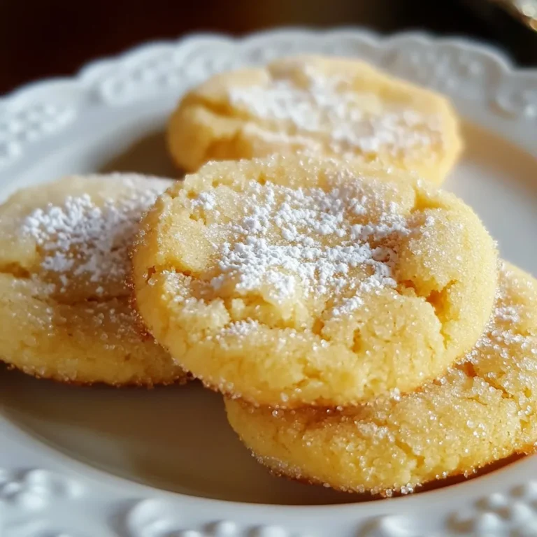To make these easy sugar cookies, you need the following ingredients: - 2 ¾ cups all-purpose flour - 1 teaspoon baking soda - ½ teaspoon baking powder - 1 cup unsalted butter, softened - 1 ½ cups white sugar - 1 egg - 1 teaspoon vanilla extract - 3 tablespoons milk - ½ teaspoon salt - Extra sugar for rolling These ingredients create a tasty base for your cookies. The all-purpose flour gives them structure. The baking soda and baking powder help them rise. Butter adds rich flavor. Sugar provides sweetness. The egg binds everything together, while vanilla adds wonderful aroma. Milk makes the dough smooth, and salt balances the sweetness. Don't forget the extra sugar for rolling; it adds a nice, sugary crunch! Gather these items before you start. Having everything ready makes baking easier and more fun! {{ingredient_image_1}} - Preheat the oven to 375°F (190°C). - Line baking sheets with parchment paper. Start by heating your oven. This step is key for even baking. Next, grab your baking sheets and line them with parchment paper. This helps prevent sticking and makes cleanup easy. - Combine dry ingredients. - Cream butter and sugar. In a small bowl, mix the flour, baking soda, baking powder, and salt. This blend is essential for fluffy cookies. In a larger bowl, beat the softened butter and sugar together. You want it smooth and fluffy, which takes about 3 to 5 minutes. Then, add in the egg and vanilla extract. Mix until everything is well combined. Now, slowly add the dry mix to the butter mix. Stir until the dough starts to come together. Then, add the milk one tablespoon at a time. Keep mixing until your dough is smooth and ready to roll. - Shape the dough and coat with sugar. - Bake and cool the cookies. Take your dough and roll it into balls about 1 inch wide. Roll each ball in extra sugar to coat it. This adds a sweet crunch to each cookie. Place the dough balls on your prepared sheets. Leave about 2 inches between each ball. Gently press down on each ball using the bottom of a glass. This flattens them a bit and helps them bake evenly. Bake your cookies in the preheated oven for 8 to 10 minutes. You want the edges to be light golden brown. After baking, let the cookies cool on the sheets for a minute, then move them to wire racks. This helps them cool completely. Enjoy your sweet and simple sugar cookies! To make perfect sugar cookies, you need to focus on two key steps. First, ensure even baking. This means spreading the dough balls out well on the baking sheet. Leave at least 2 inches between them. This space helps warm air flow around the cookies. Second, use room temperature ingredients. Softened butter blends better with sugar. It creates a smooth, fluffy mixture. Take the butter out of the fridge at least 30 minutes before mixing. You can turn simple cookies into stunning treats. Serve your cookies on a decorative plate. For a fun touch, dust with powdered sugar. You can also add icing. To make simple icing, mix powdered sugar with a bit of milk. Drizzle it over the cooled cookies. You can also use sprinkles for extra color. Let your creativity shine with fun shapes and designs! Many home bakers make the same mistakes. One is overmixing the dough. Mix just until the ingredients come together. Overmixing can make cookies tough. Another mistake is skipping refrigeration. Chilling the dough for at least 30 minutes makes it easier to handle. It also helps the cookies keep their shape while baking. These small steps make a big difference in the final result! Pro Tips Chill the Dough: For thicker cookies, refrigerate the dough for about 30 minutes before baking. This prevents spreading and results in a thicker, chewy cookie. Use Fresh Ingredients: Always check the freshness of your baking powder and baking soda. Expired ingredients can lead to cookies that don't rise properly. Uniform Size: Use a cookie scoop to ensure all cookies are the same size. This helps them bake evenly for a consistent texture. Experiment with Flavors: Add a pinch of almond extract or lemon zest for a twist on the classic sugar cookie flavor. Get creative with your favorite extracts! {{image_2}} You can add fun flavors to your sugar cookies. One great option is citrus zest. Just grate some lemon or orange peel into the dough. This adds a bright, fresh taste. Another tasty choice is to mix in chocolate chips. These will melt and create gooey pockets of chocolate. Both options make your cookies special and unique. If you need gluten-free cookies, use gluten-free flour. This will keep the texture light and tasty. You can also make these cookies vegan. Replace the egg with a flax egg or applesauce. Use vegan butter instead of regular butter. Both swaps keep the cookies soft and delicious. You can make these cookies fit any season. For holidays, cut the dough into fun shapes. Think stars, hearts, or trees. Decorate them with icing or sprinkles for a festive look. You can also use seasonal flavors like pumpkin spice in fall. These ideas make your cookies fun for any occasion! To keep your sugar cookies fresh, store them in an airtight container. This helps prevent them from drying out. You can use a tin or a plastic container with a tight lid. Place parchment paper between layers to avoid sticking. For extra freshness, add a slice of bread in the container. The bread keeps the cookies soft. You can freeze both unbaked dough and baked cookies. For unbaked dough, roll it into balls and place them on a baking sheet. Freeze until firm, then transfer to a zip-top bag. This method makes it easy to bake fresh cookies anytime. For baked cookies, cool them completely. Then, layer them in an airtight container with parchment paper. They can last for up to three months in the freezer. At room temperature, these cookies last about a week. Store them in a cool, dry place. To extend their freshness, avoid direct sunlight. You can also refrigerate them, but this may change their texture. If you want to enjoy them later, freezing is a better option. Yes, you can use margarine. However, the flavor will change. Butter gives a rich taste that margarine lacks. Margarine may make the cookies softer, too. If you want a firmer cookie, stick with butter. You can use applesauce or mashed bananas as egg substitutes. Each replaces one egg in the mix. Flaxseed meal mixed with water is another great option. Just mix one tablespoon of flaxseed with three tablespoons of water. Let it sit for a bit to thicken. These options keep your cookies moist and tasty! Look for light golden edges on your cookies. They should be set but still soft in the center. If you press gently, they should spring back. The cookies will firm up as they cool on the rack. Trust your eyes and nose; they will smell amazing! These sugar cookies are simple to make. You start with basic ingredients and follow clear steps. Preheat your oven, mix your dough, and shape the cookies right. Use tips to avoid common mistakes and try fun variations. Store your cookies well to keep them fresh. Baking can be fun and rewarding. Enjoy making these cookies for yourself or friends. Remember, a little creativity goes a long way in the kitchen. Happy baking!