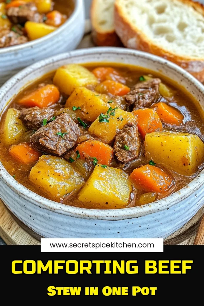 Discover the ultimate comfort dish with this easy beef stew recipe. This hearty beef stew is packed with tender beef, savory vegetables, and rich flavors, making it the perfect homestyle beef stew for any occasion. Ideal for busy weeknights, this comforting beef stew simmers to perfection in just two hours. Don't miss out on this delicious meal—save this recipe and make your family fall in love with homemade goodness! #BeefStew #HomestyleCooking #ComfortFood #EasyRecipes